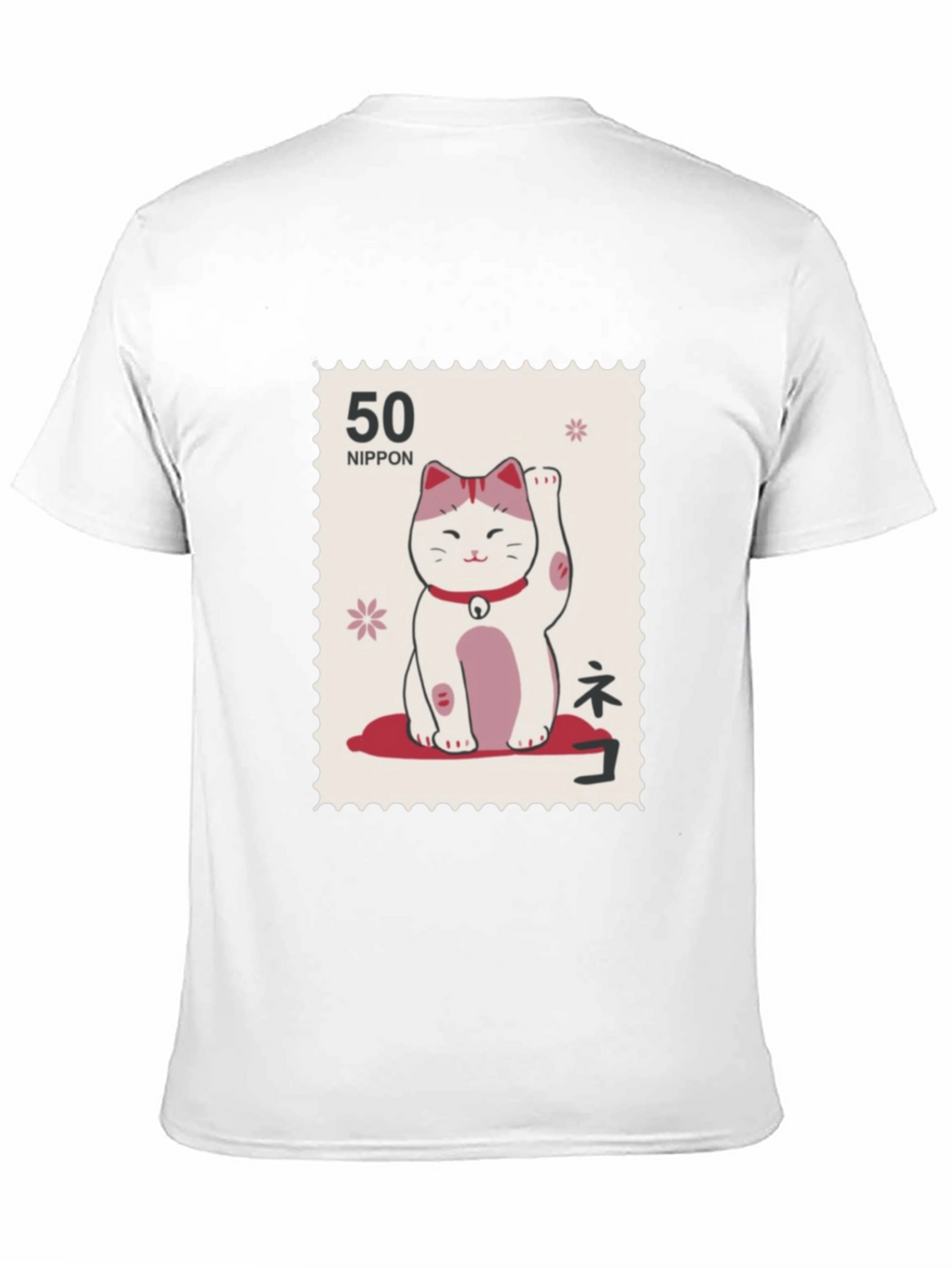 Lucky Cat Stamp T-Shirt - Japanese Nippon Tee