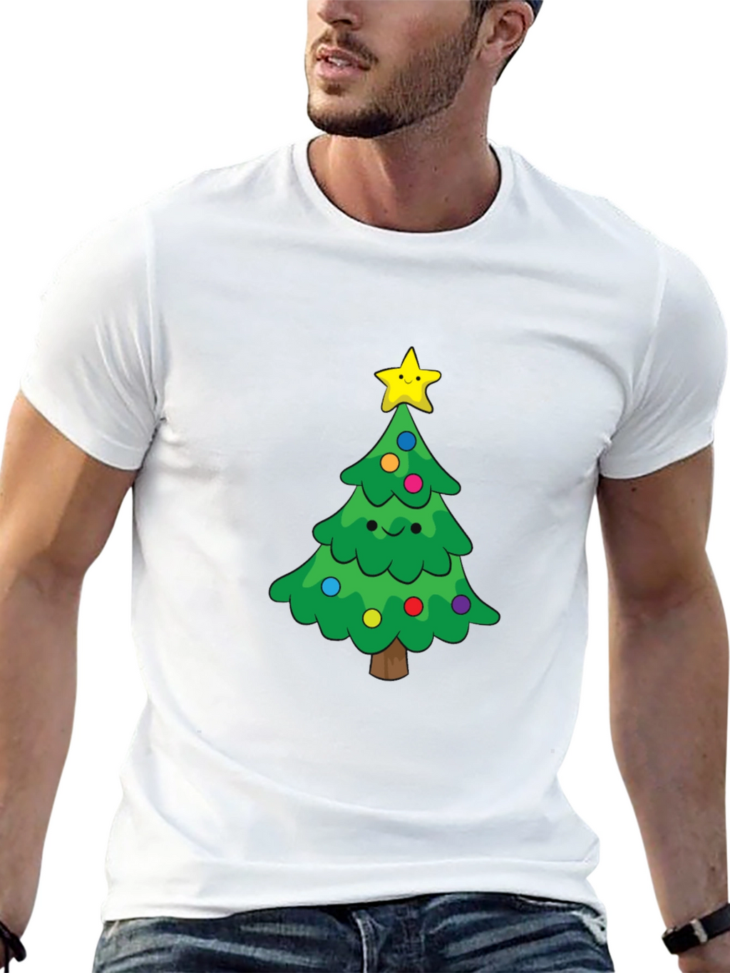 Festive Christmas Tree Graphic Tee - Holiday Cheer