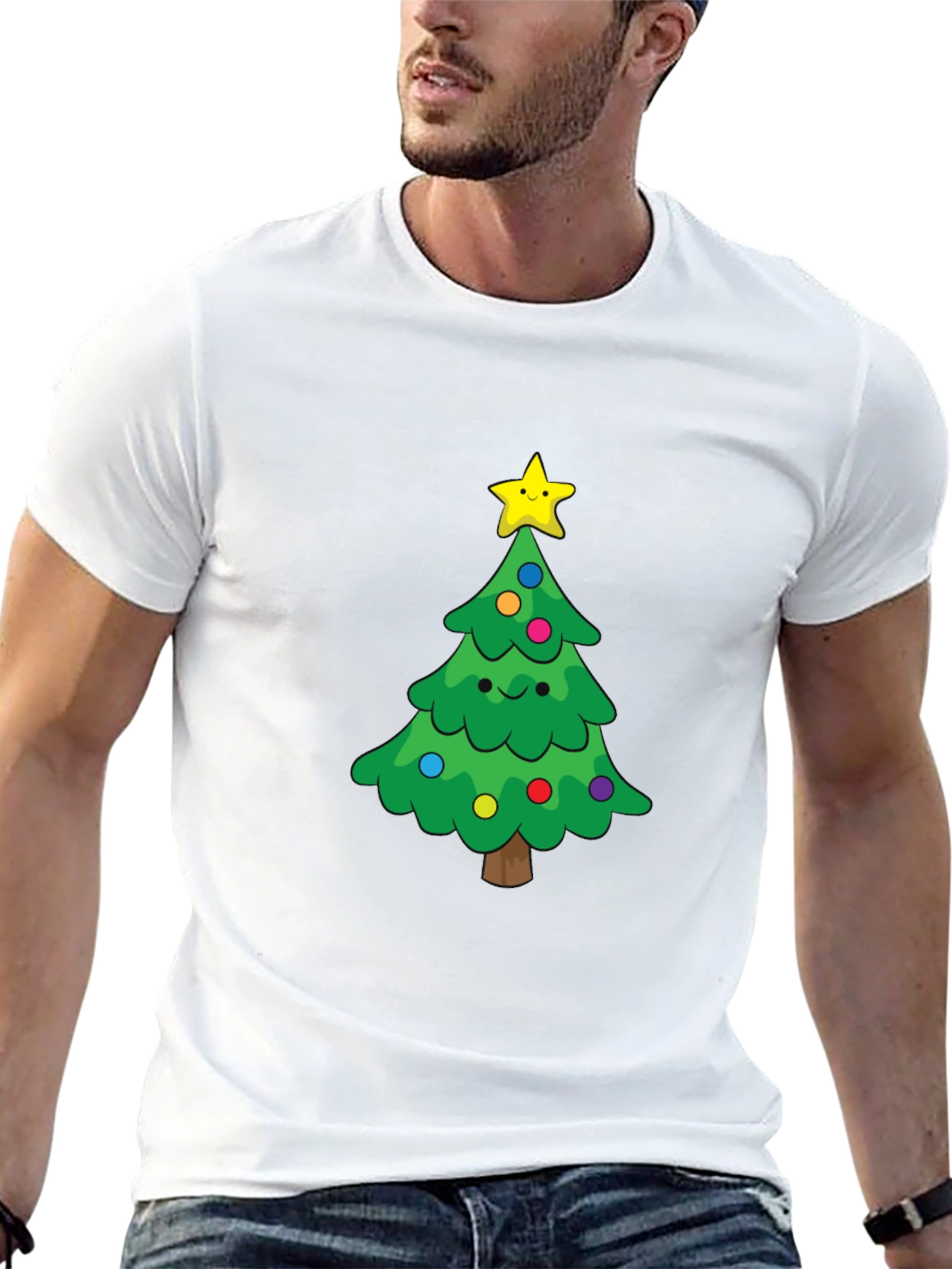 Festive Christmas Tree Graphic Tee - Holiday Cheer
