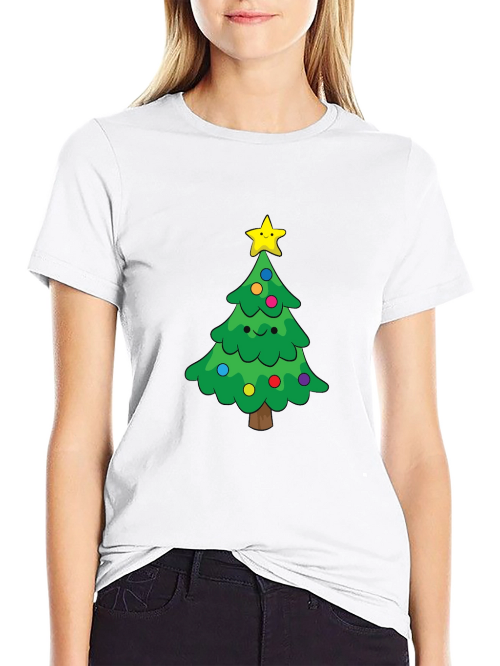 Festive Christmas Tree Graphic Tee - Holiday Cheer