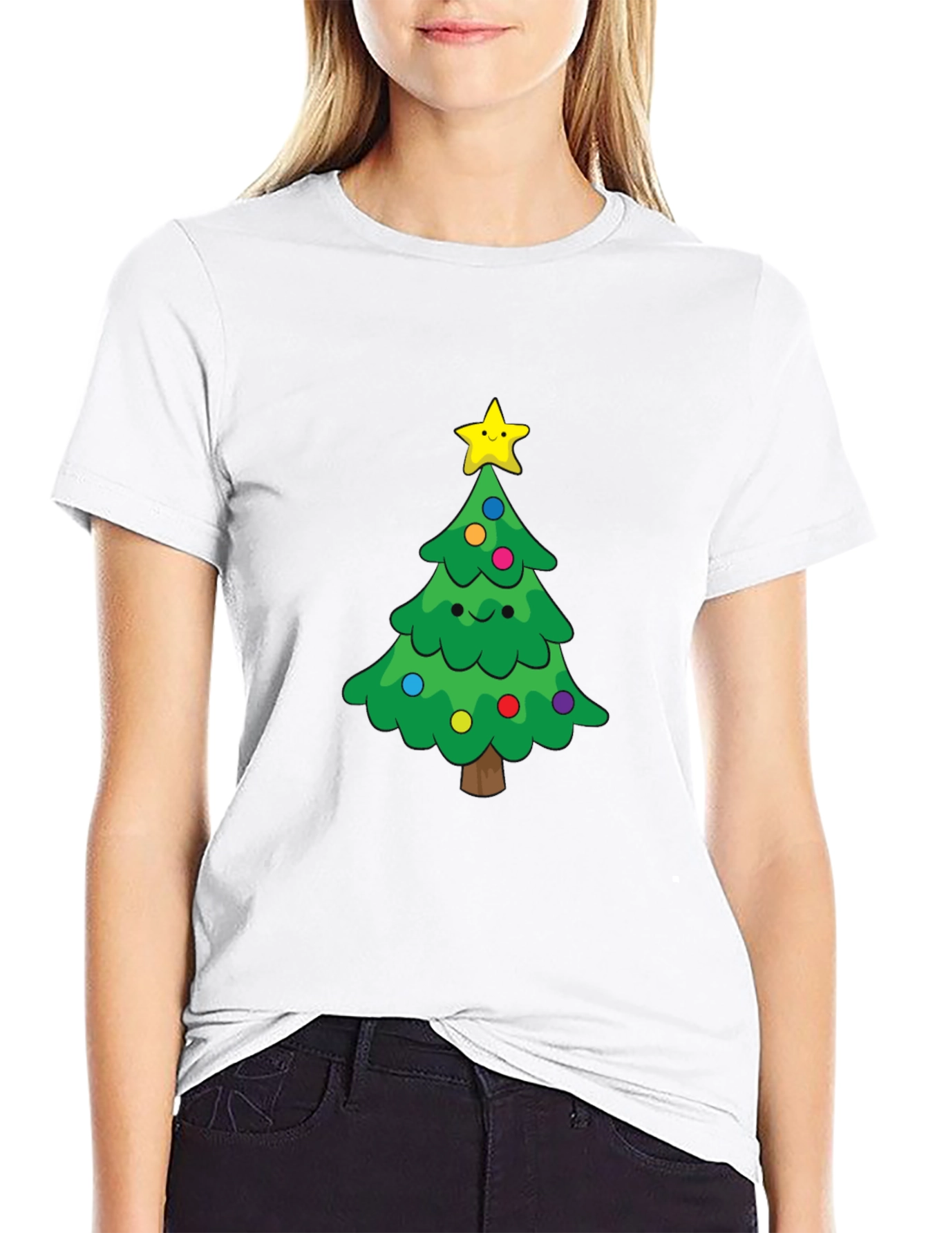 Festive Christmas Tree Graphic Tee - Holiday Cheer