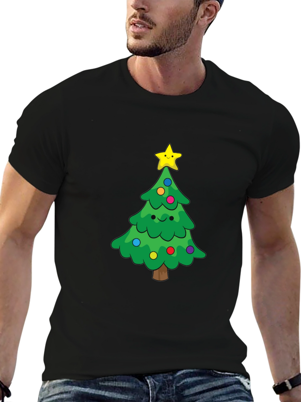 Festive Christmas Tree Graphic Tee - Holiday Cheer