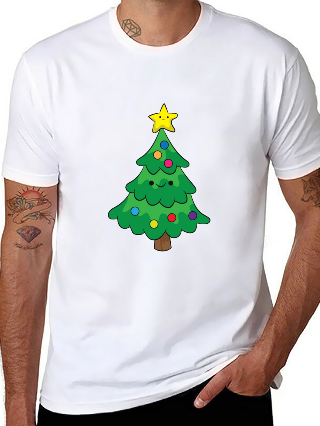 Festive Christmas Tree Graphic Tee - Holiday Cheer