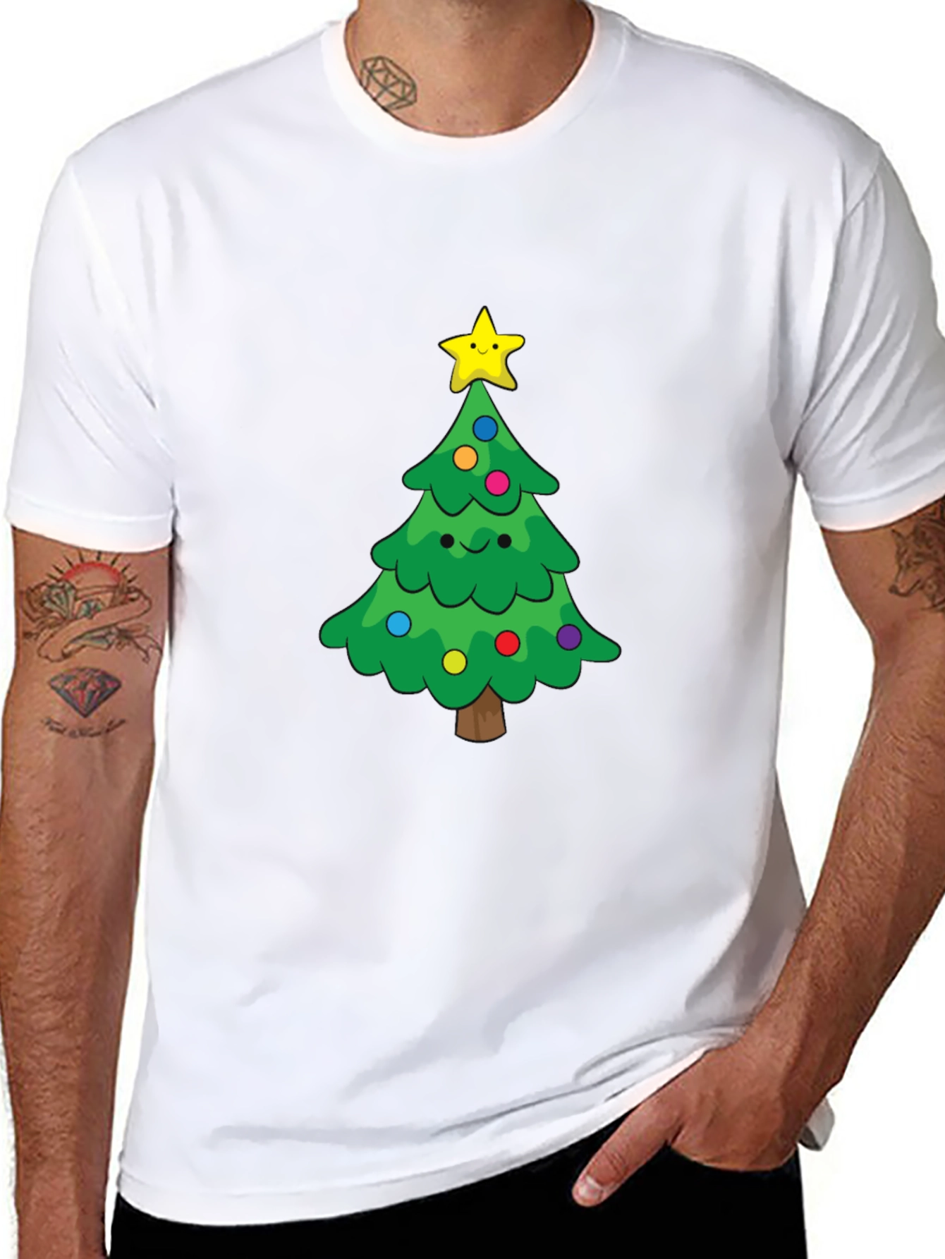 Festive Christmas Tree Graphic Tee - Holiday Cheer