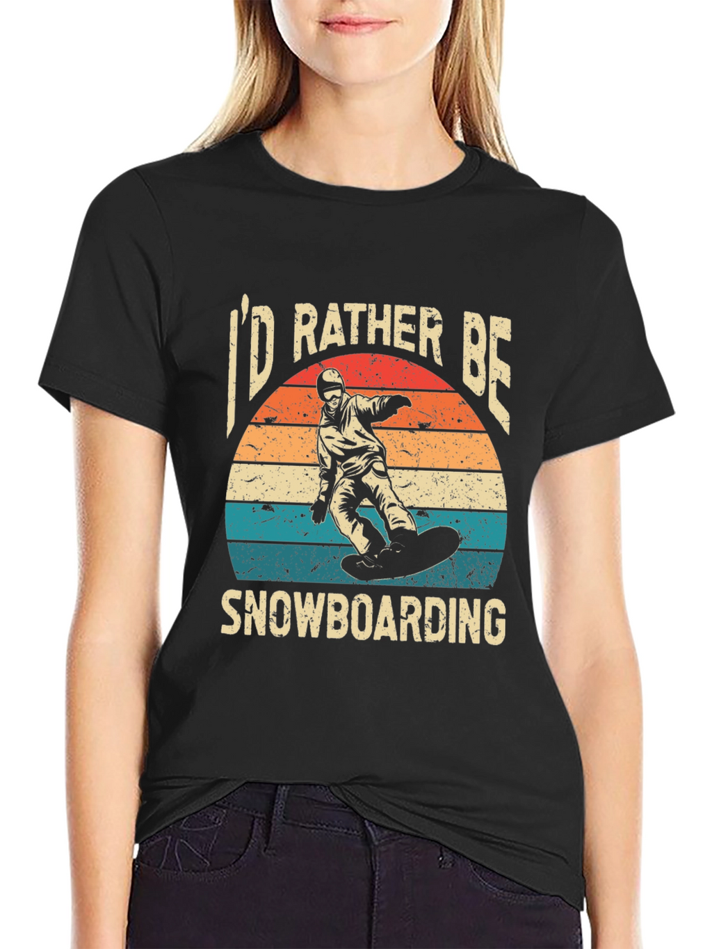 Id Rather Be Snowboarding Black T-Shirt