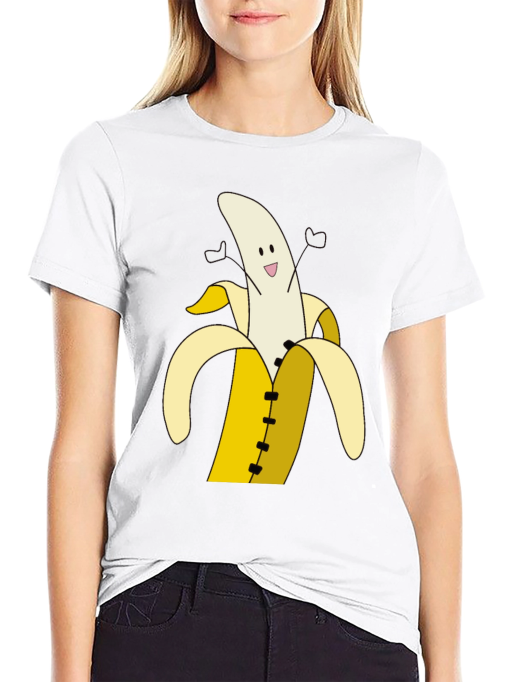 Banana Cartoon T-Shirt - Black Cotton Tee