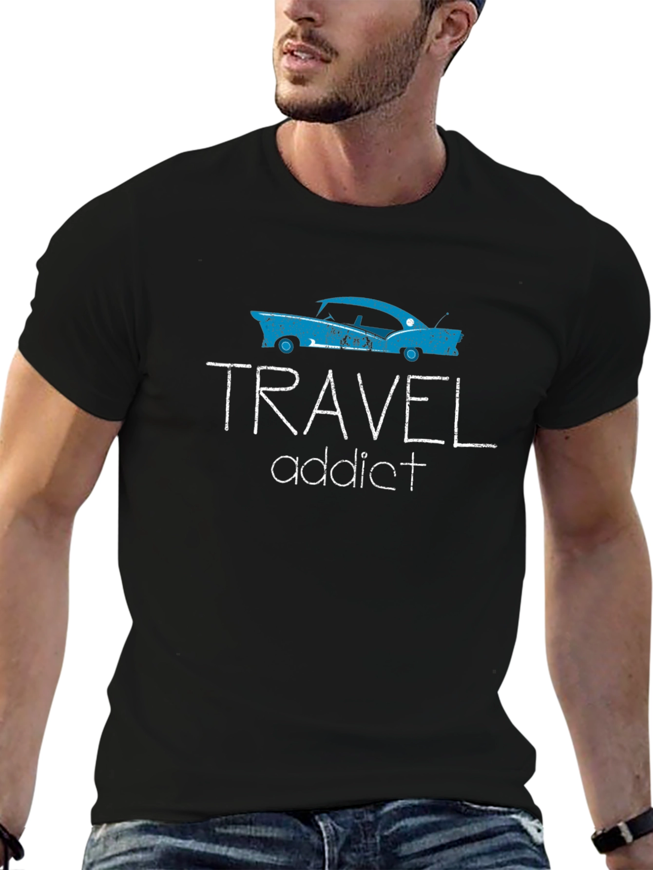 Travel Addict Tee - Vintage Car Graphic T-Shirt