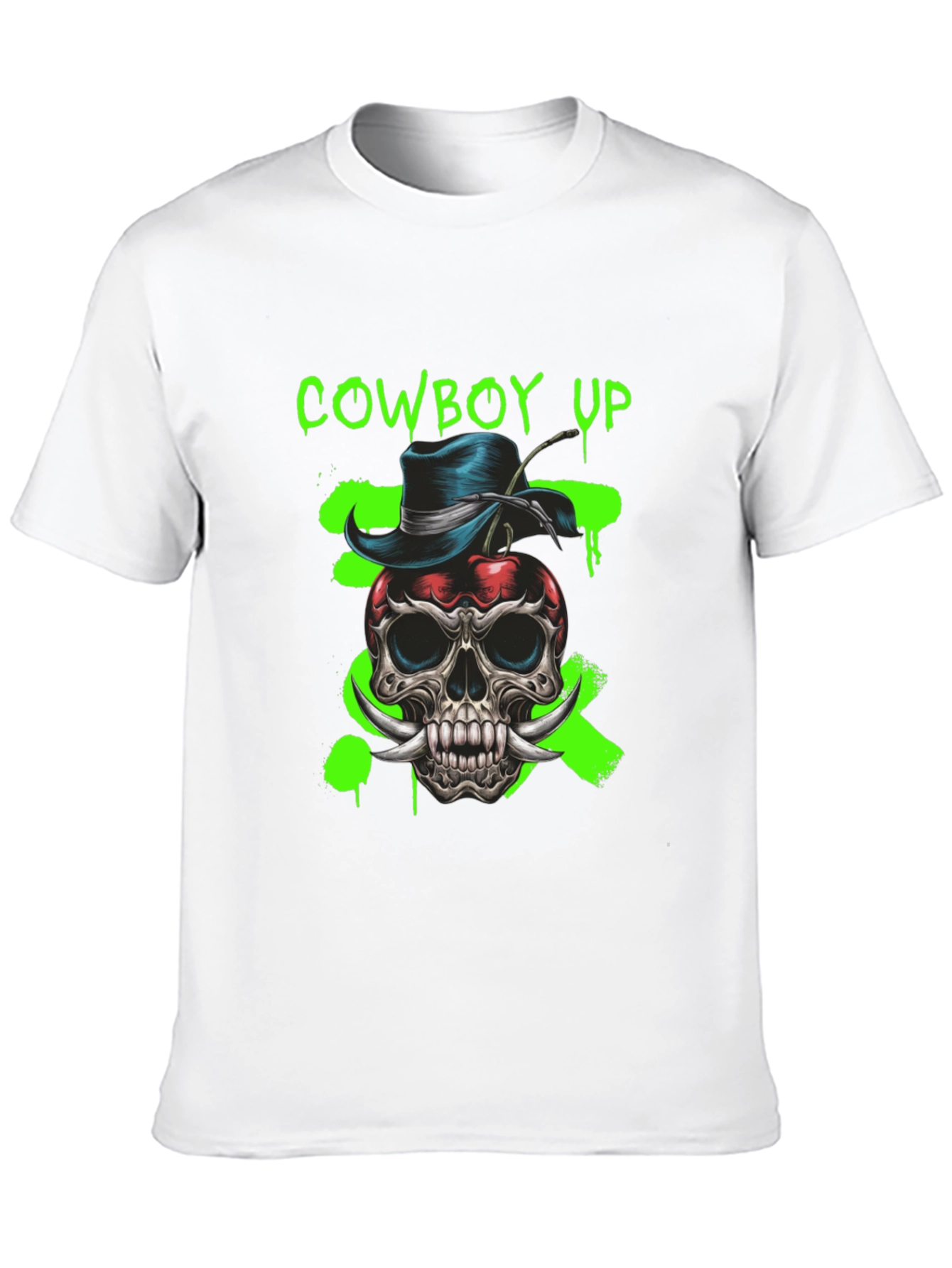 Cowboy Up Skull Graphic Tee - Unique Design