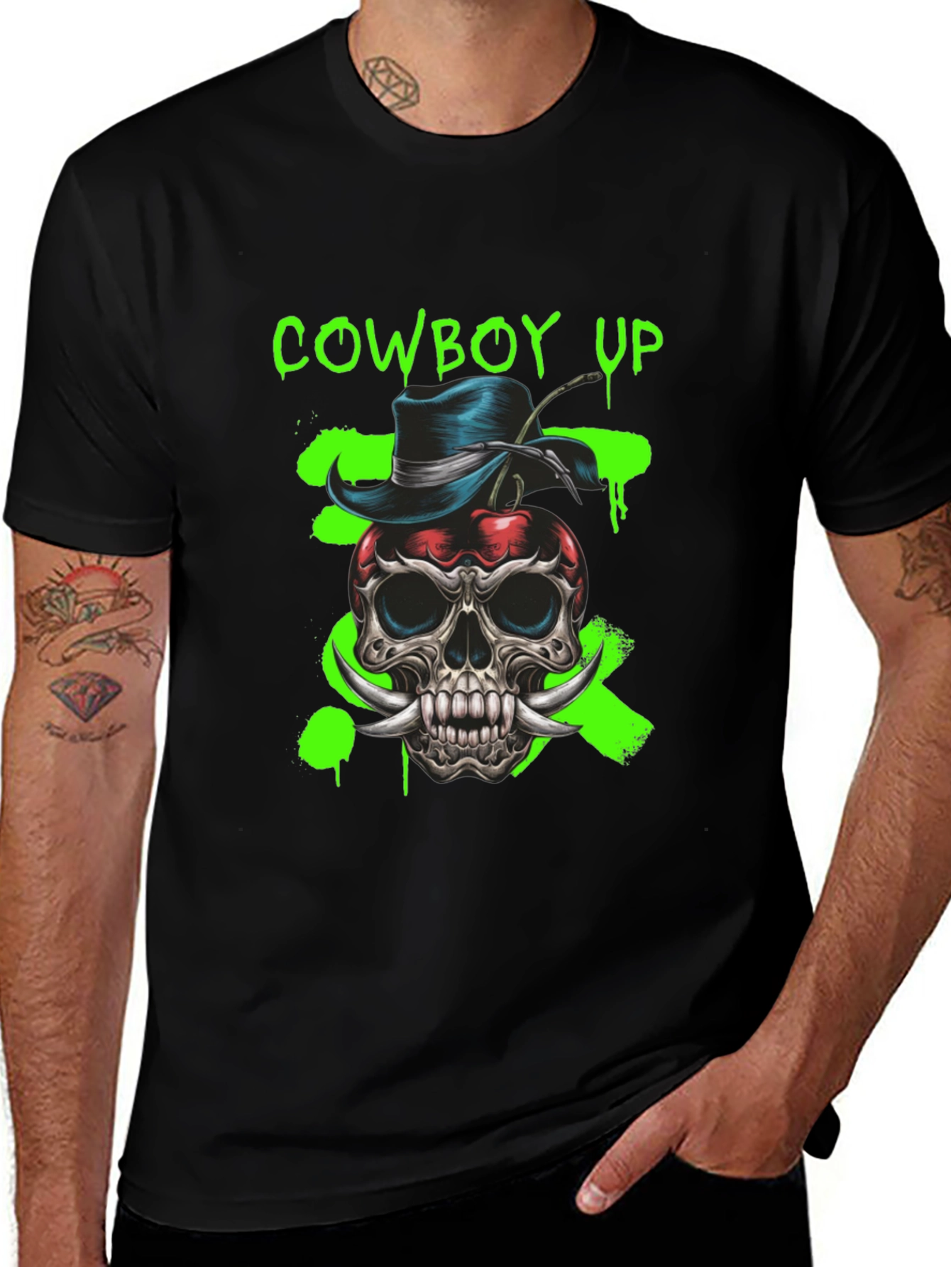 Cowboy Up Skull Graphic Tee - Unique Design