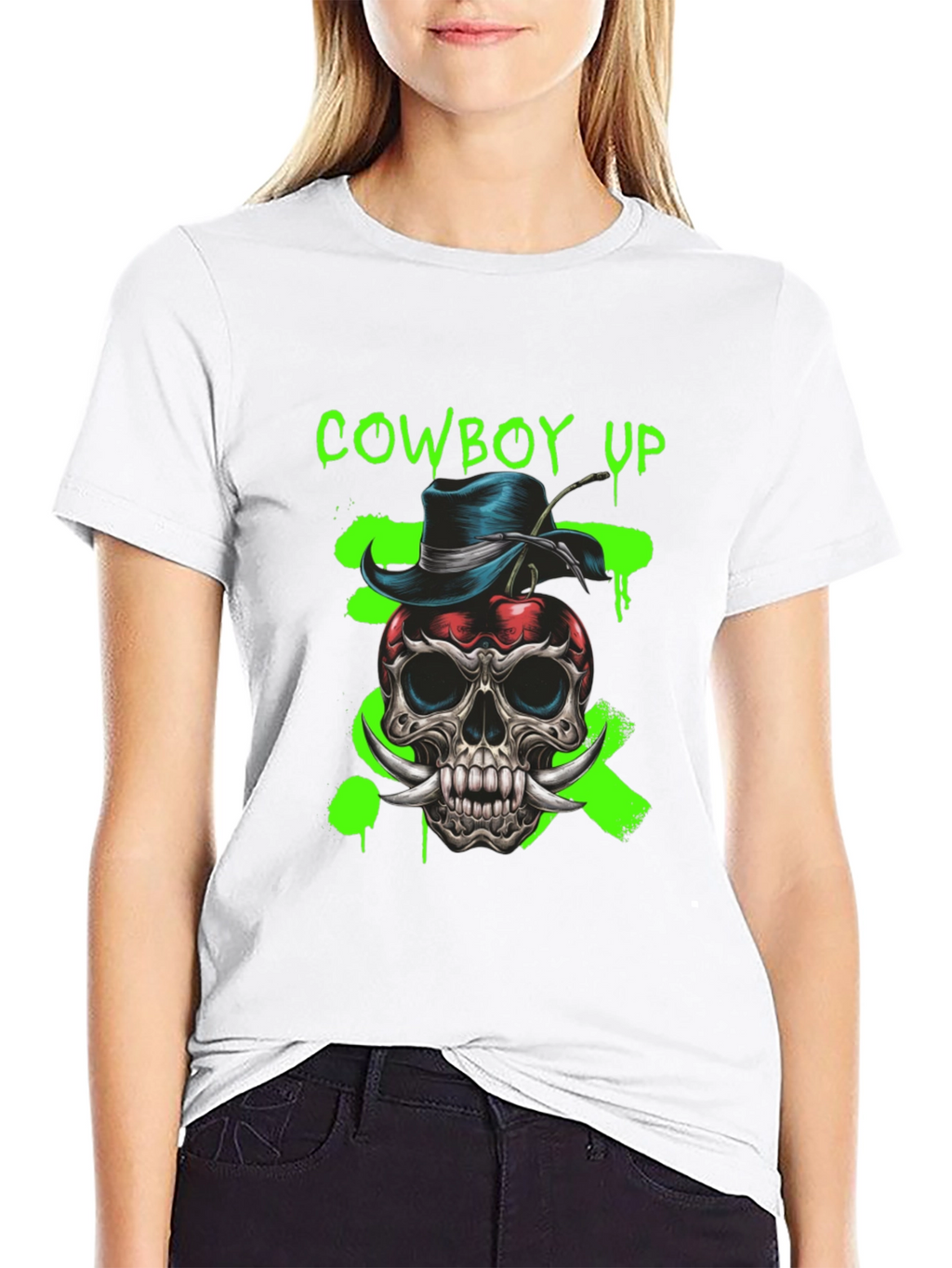 Cowboy Up Skull Graphic Tee - Unique Design