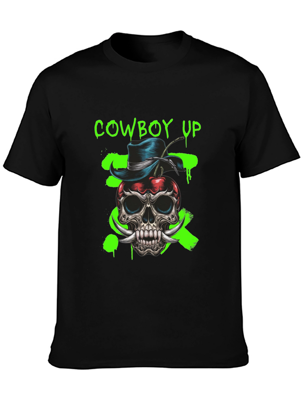 Cowboy Up Skull Graphic Tee - Unique Design