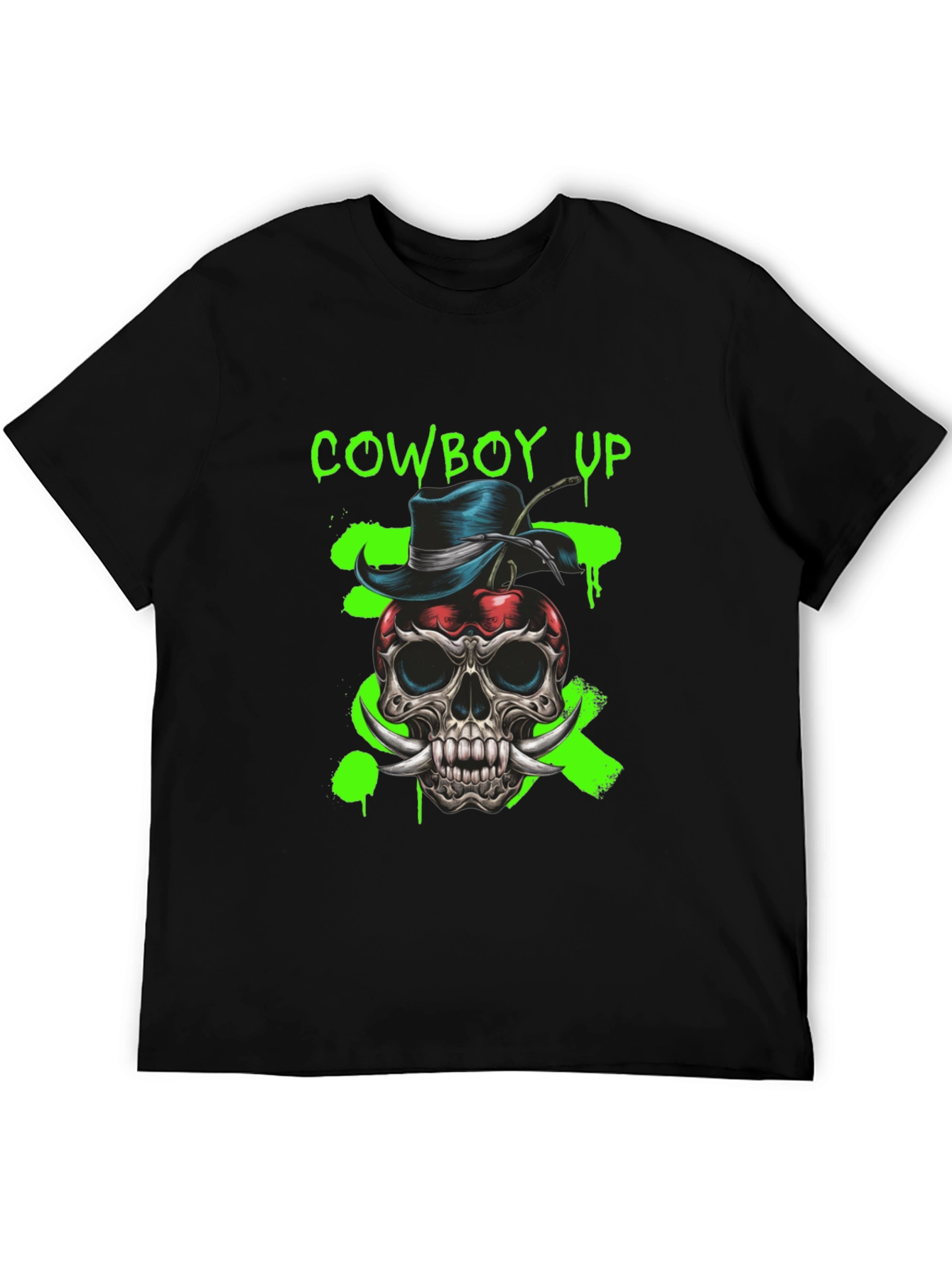 Cowboy Up Skull Graphic Tee - Unique Design