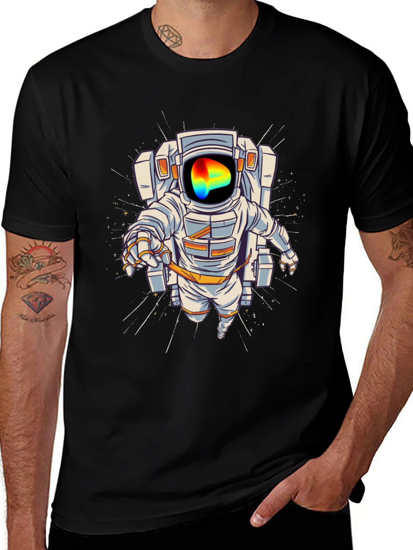 Astronaut Graphic Print T-Shirt - Black
