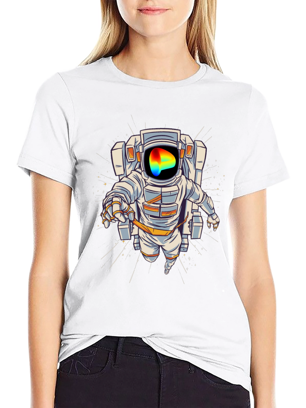 Astronaut Graphic Print T-Shirt - Black