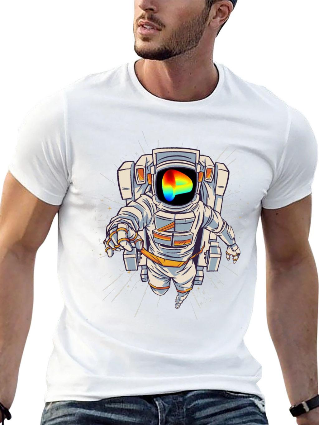 Astronaut Graphic Print T-Shirt - Black