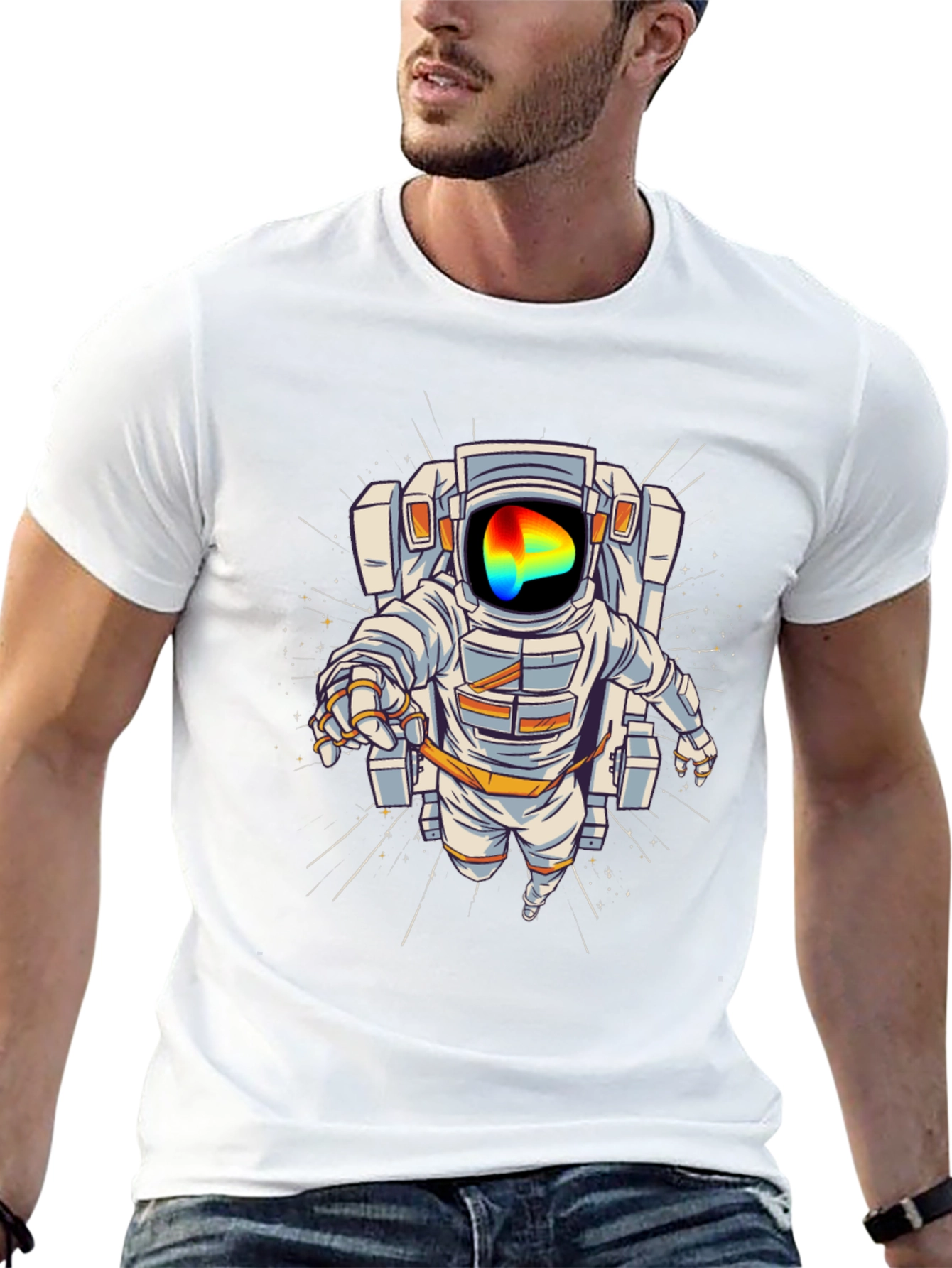 Astronaut Graphic Print T-Shirt - Black