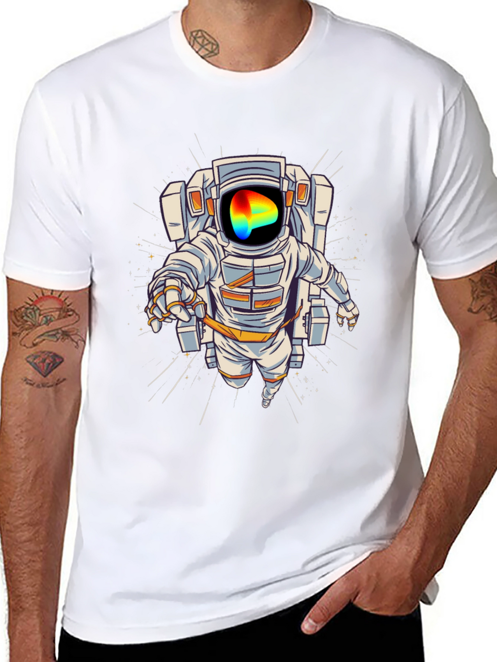 Astronaut Graphic Print T-Shirt - Black
