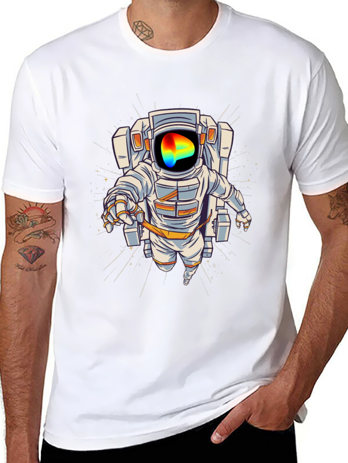 Astronaut Graphic Print T-Shirt - Black