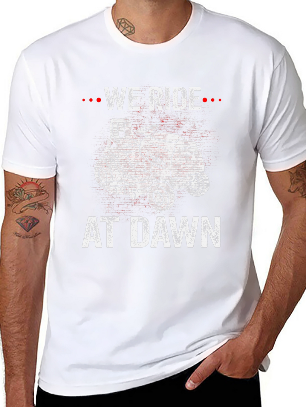 We Ride At Dawn Lawn Mower Graphic T-Shirt