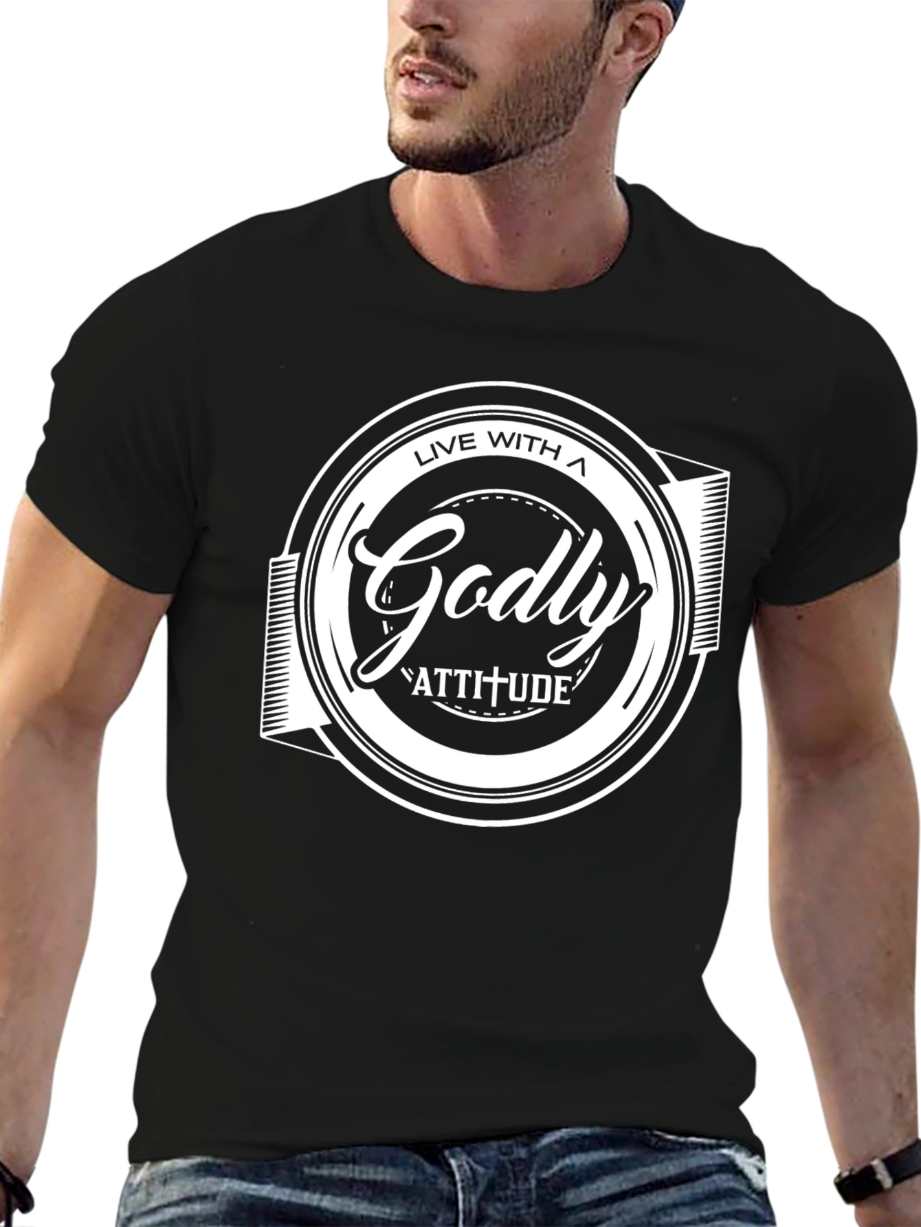 Live With a Godly Attitude Black T-Shirt