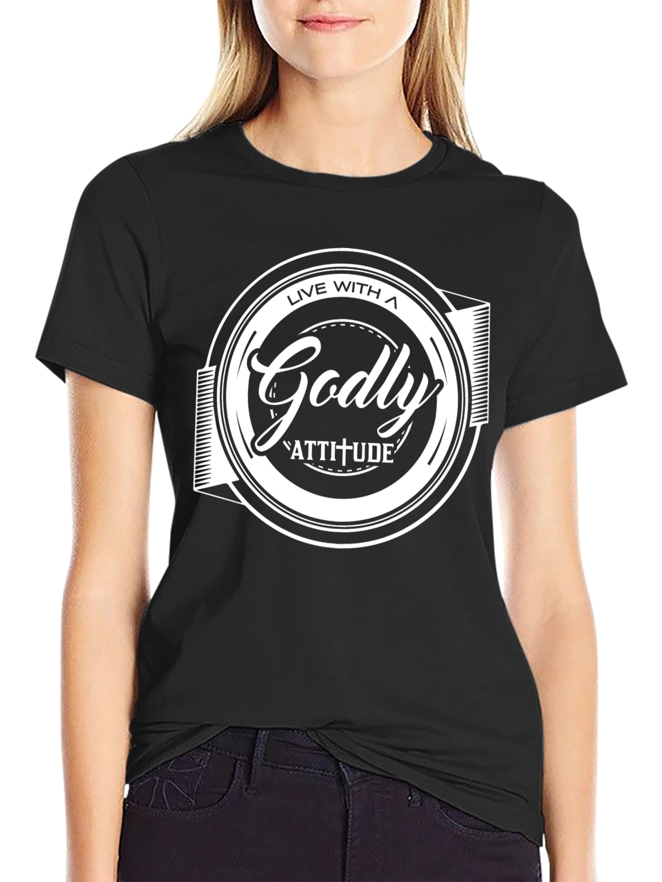 Live With a Godly Attitude Black T-Shirt