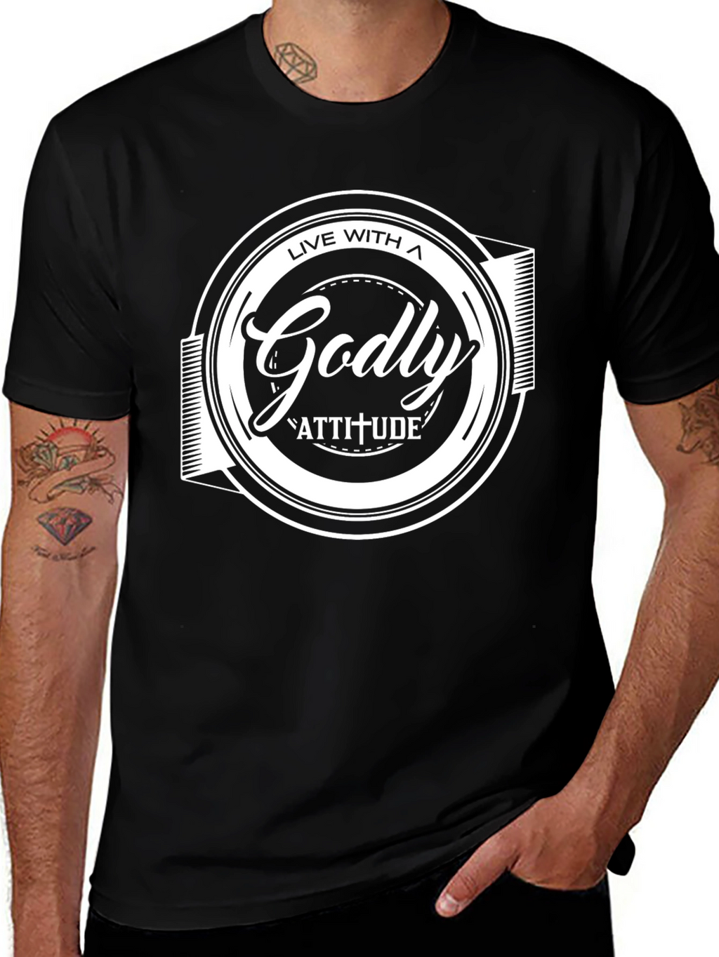 Live With a Godly Attitude Black T-Shirt