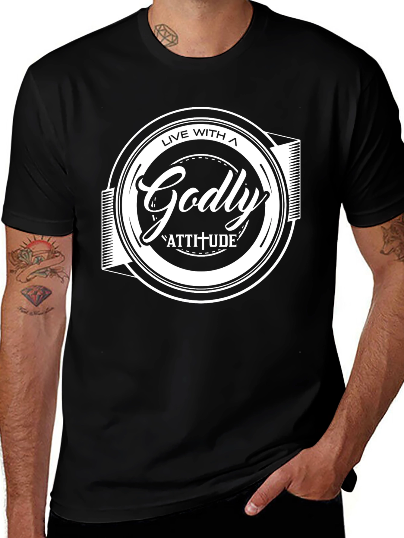 Live With a Godly Attitude Black T-Shirt