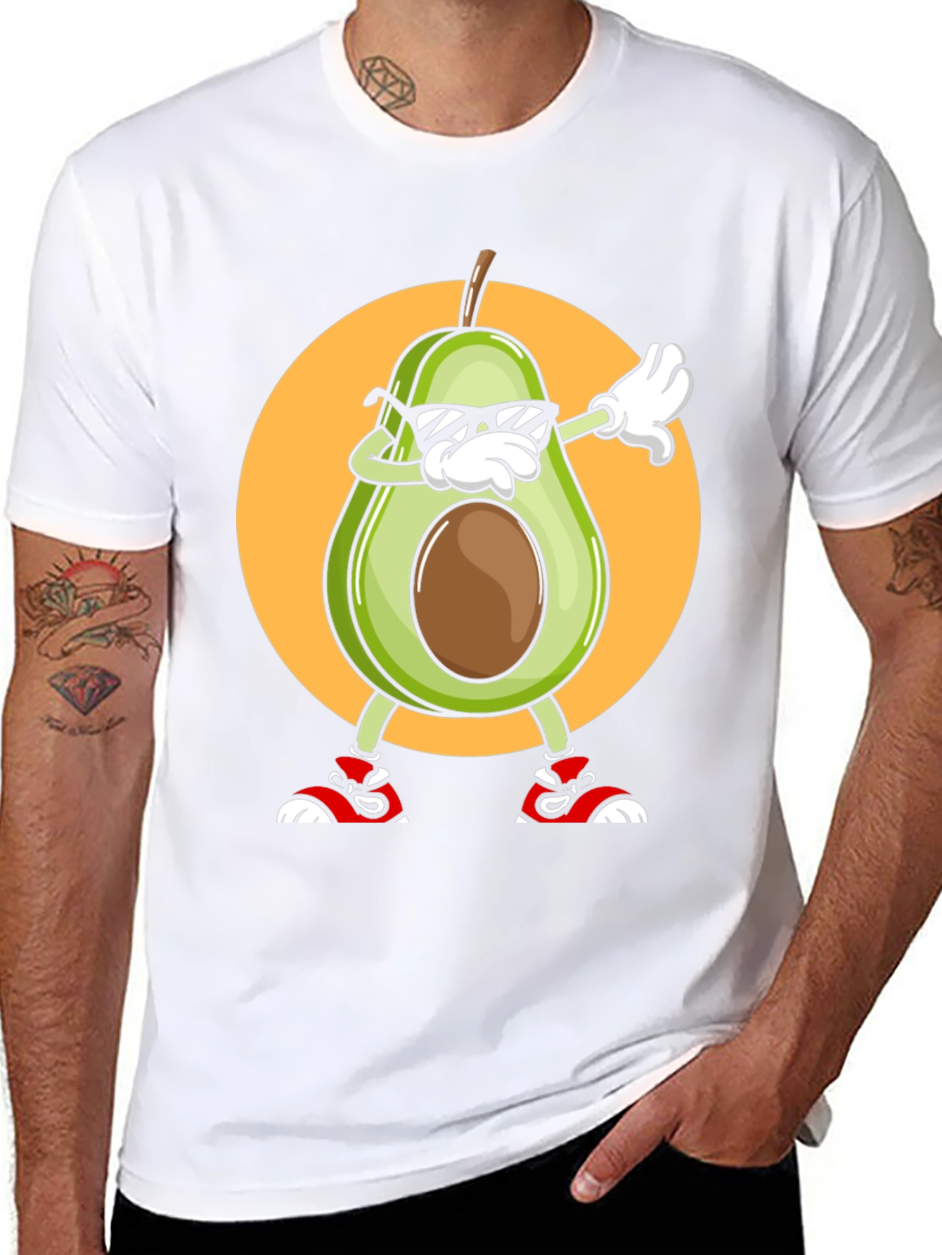 Avocado Dabbing Graphic Tee - Cool Cartoon T-Shirt