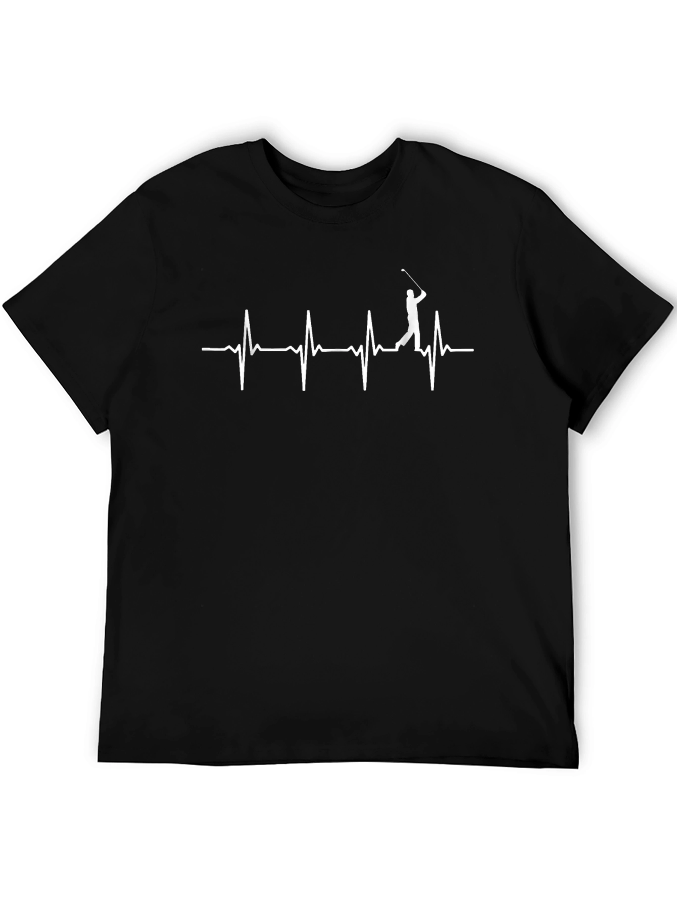 Golf Heartbeat Tee - Black Cotton Graphic T-Shirt