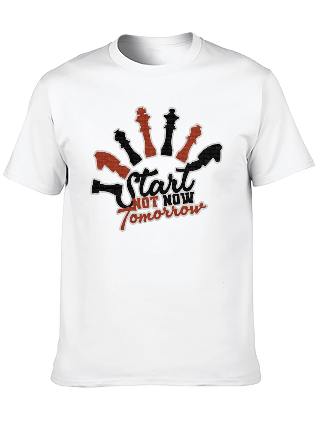 Start Now Chess Graphic Tee - Black Cotton T-Shirt