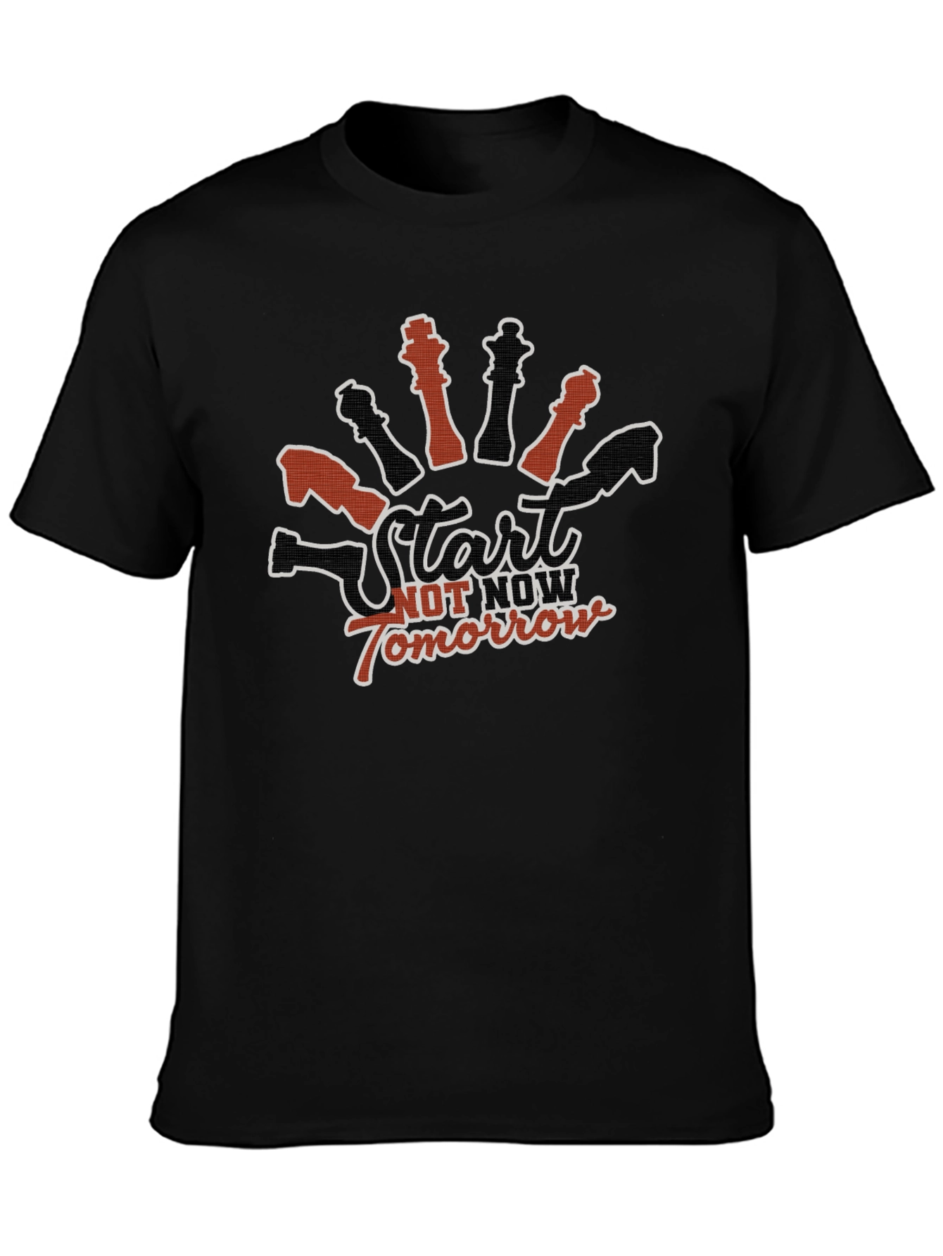 Start Now Chess Graphic Tee - Black Cotton T-Shirt