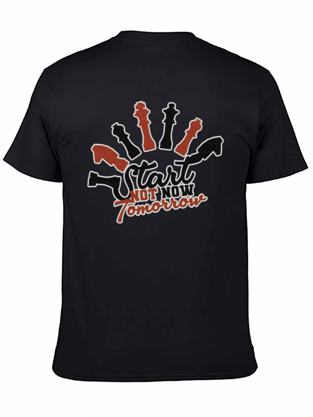 Start Now Chess Graphic Tee - Black Cotton T-Shirt