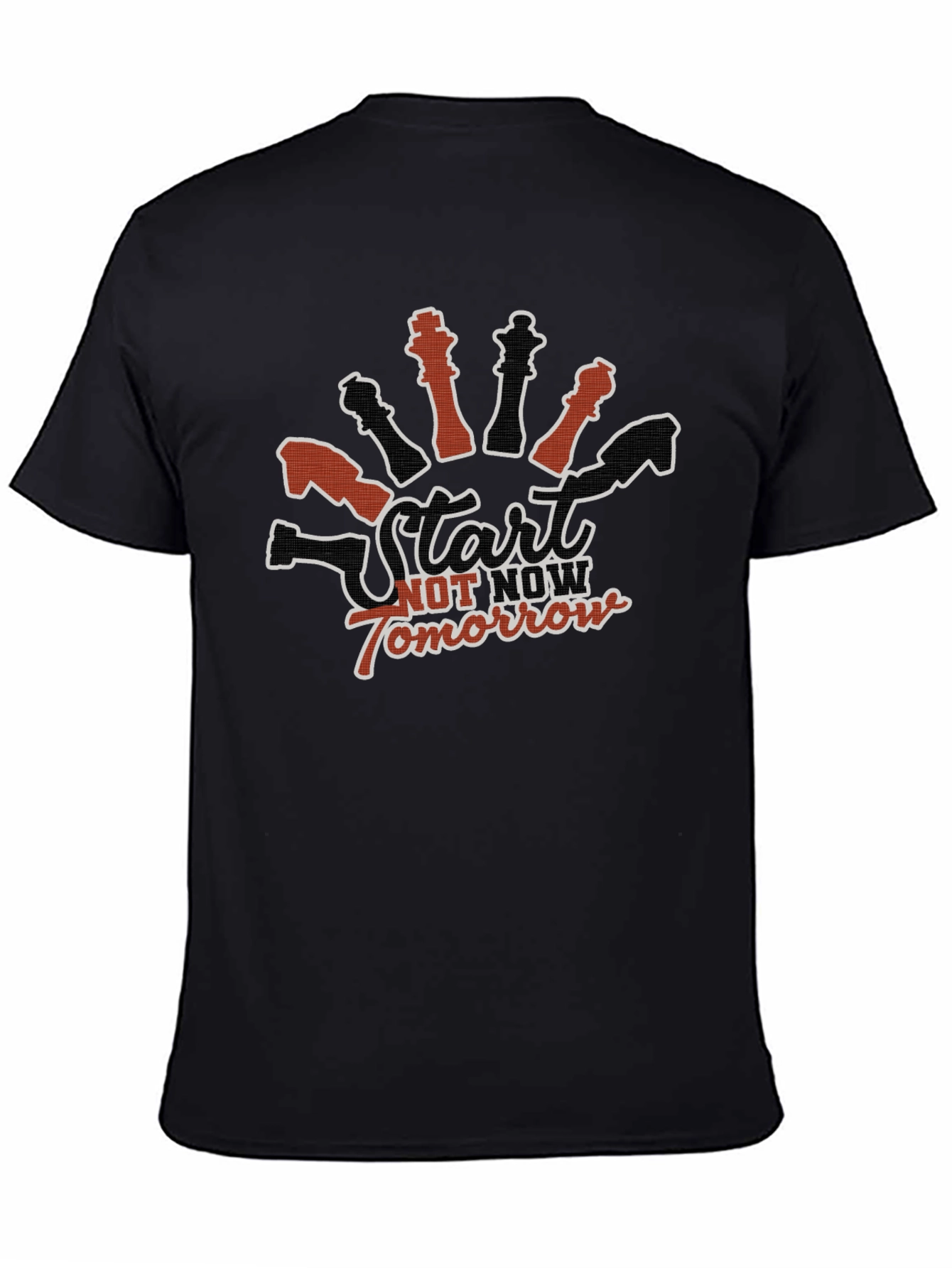 Start Now Chess Graphic Tee - Black Cotton T-Shirt