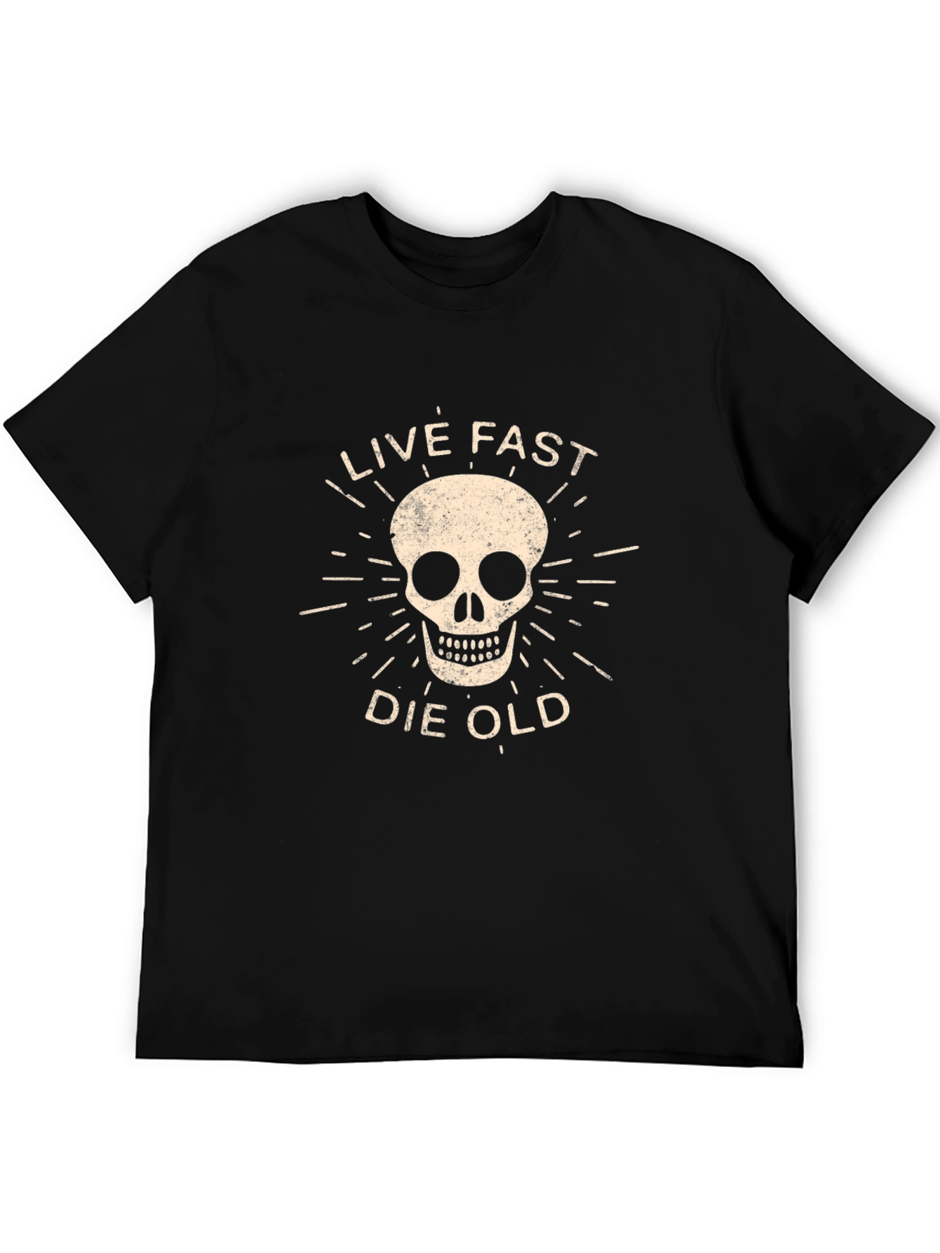 Live Fast Die Old Graphic Tee - Skull Design