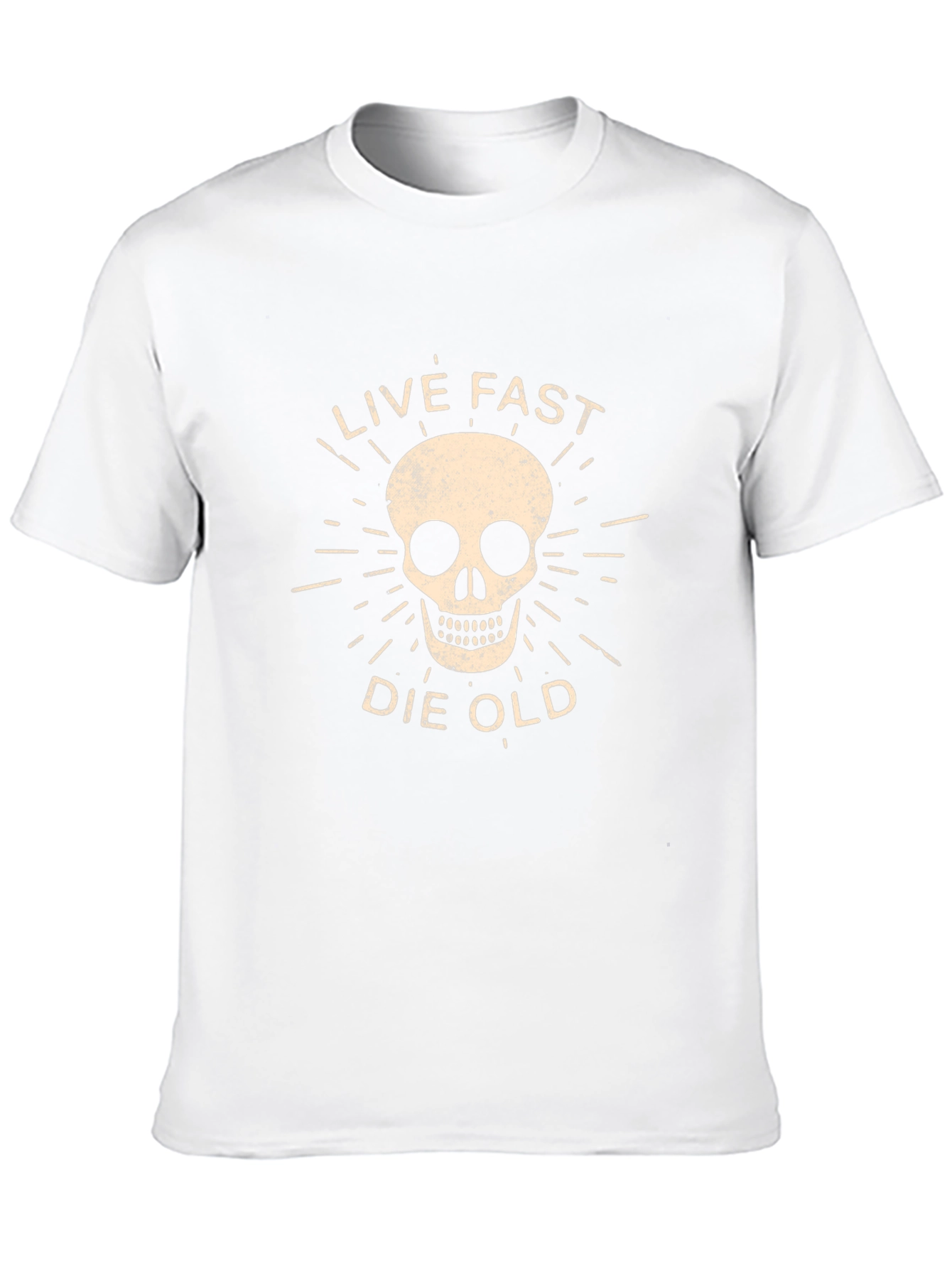 Live Fast Die Old Graphic Tee - Skull Design