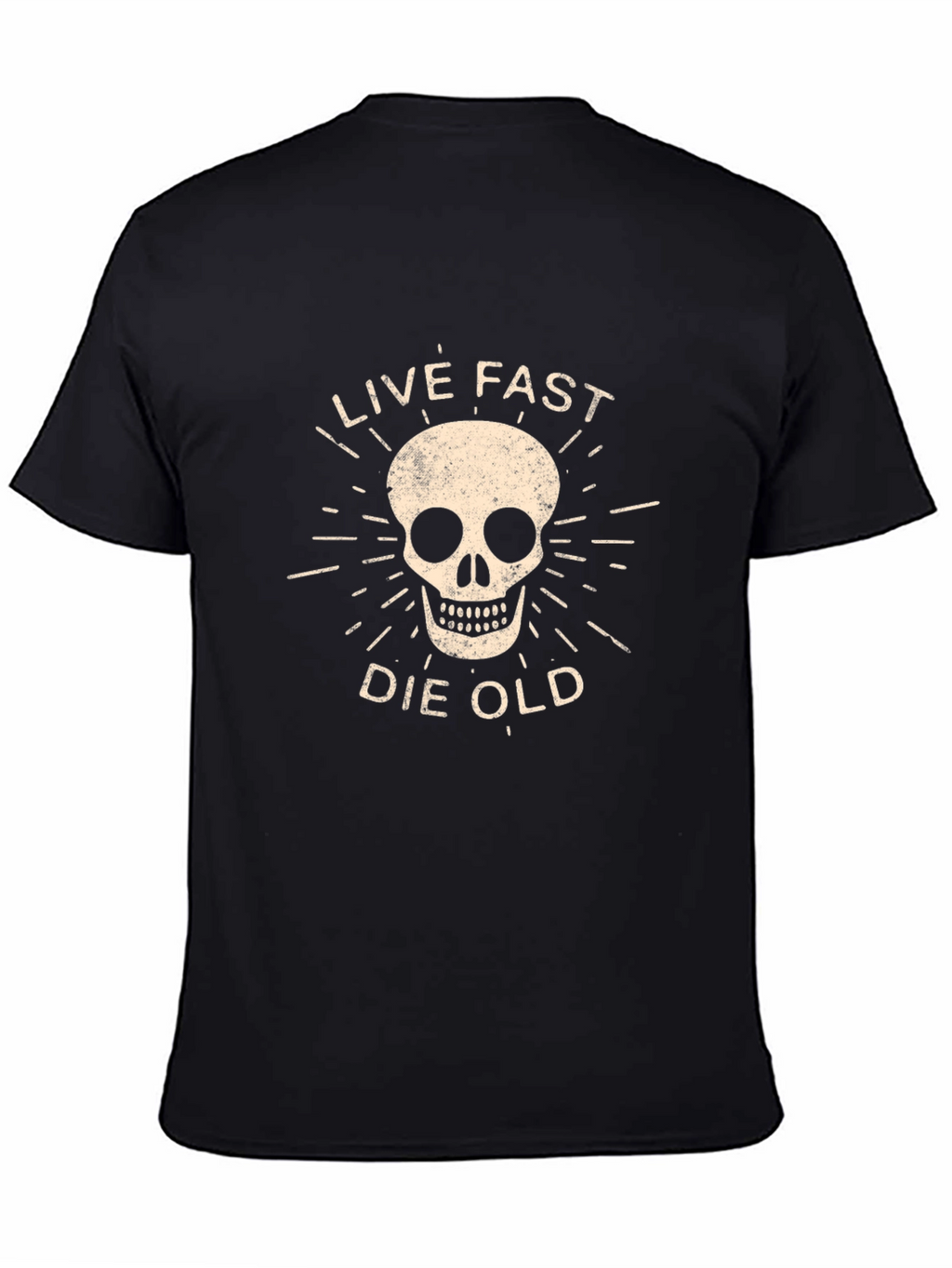 Live Fast Die Old Graphic Tee - Skull Design