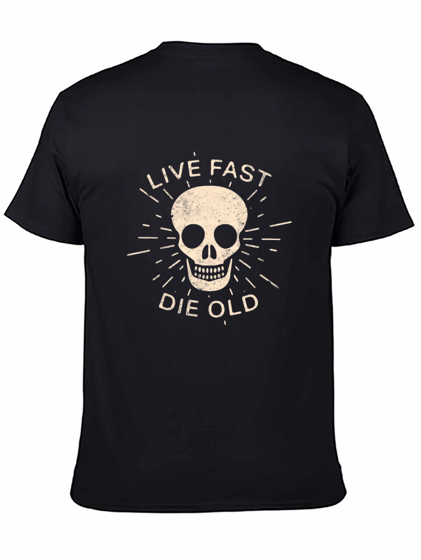 Live Fast Die Old Graphic Tee - Skull Design