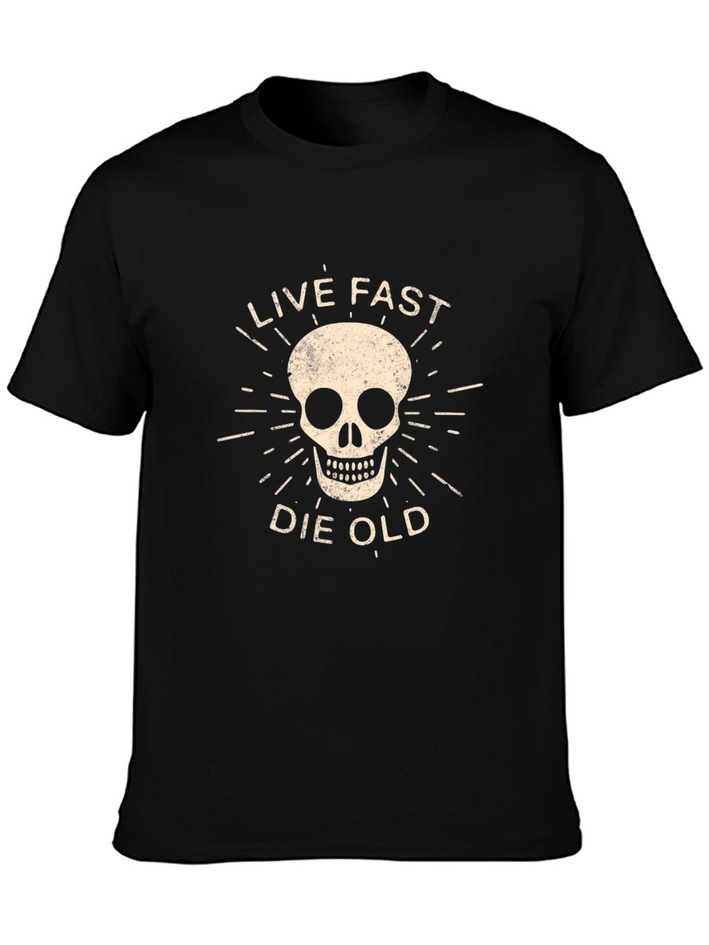 Live Fast Die Old Graphic Tee - Skull Design