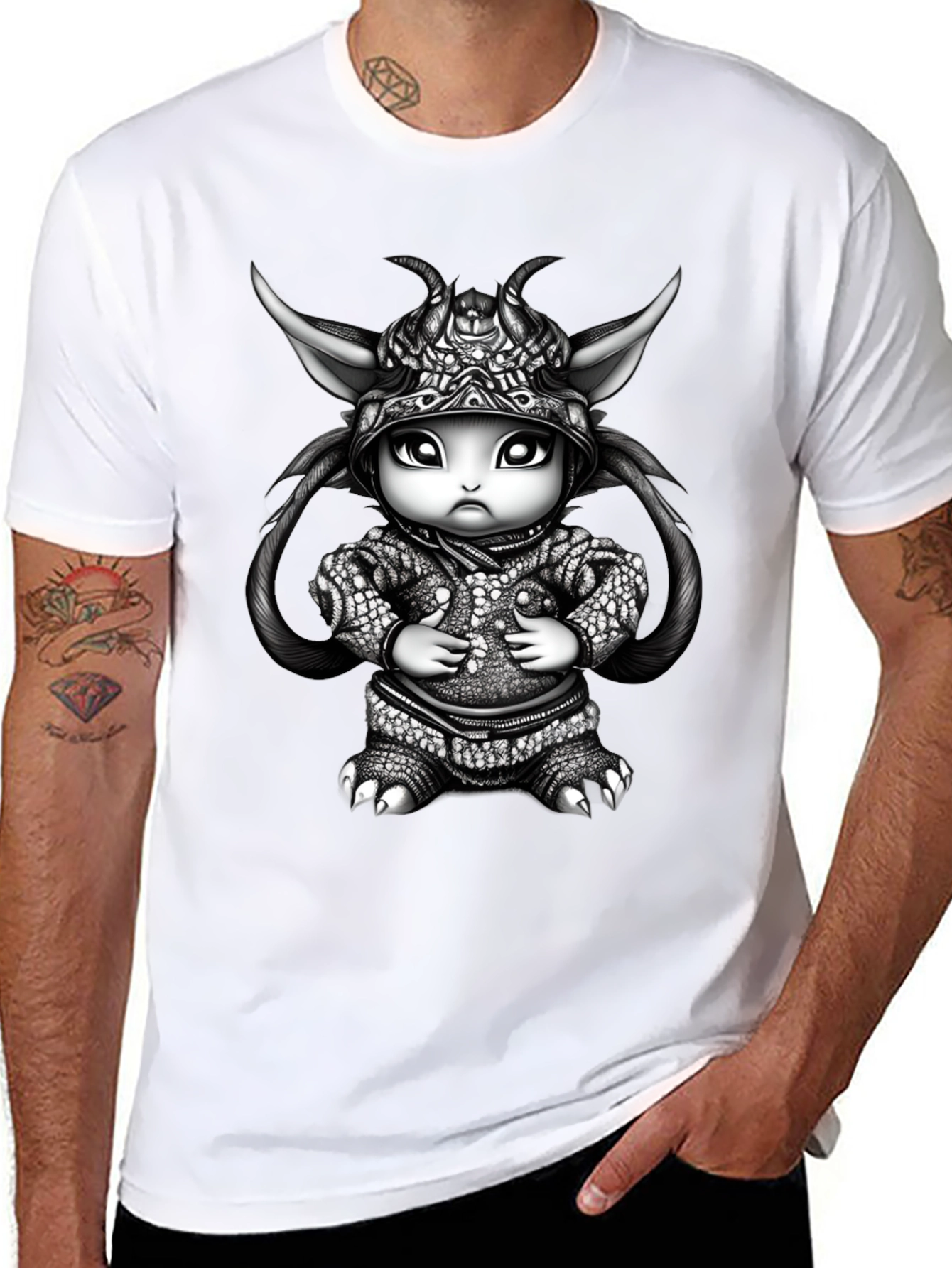Fantasy Creature Graphic Tee - Black
