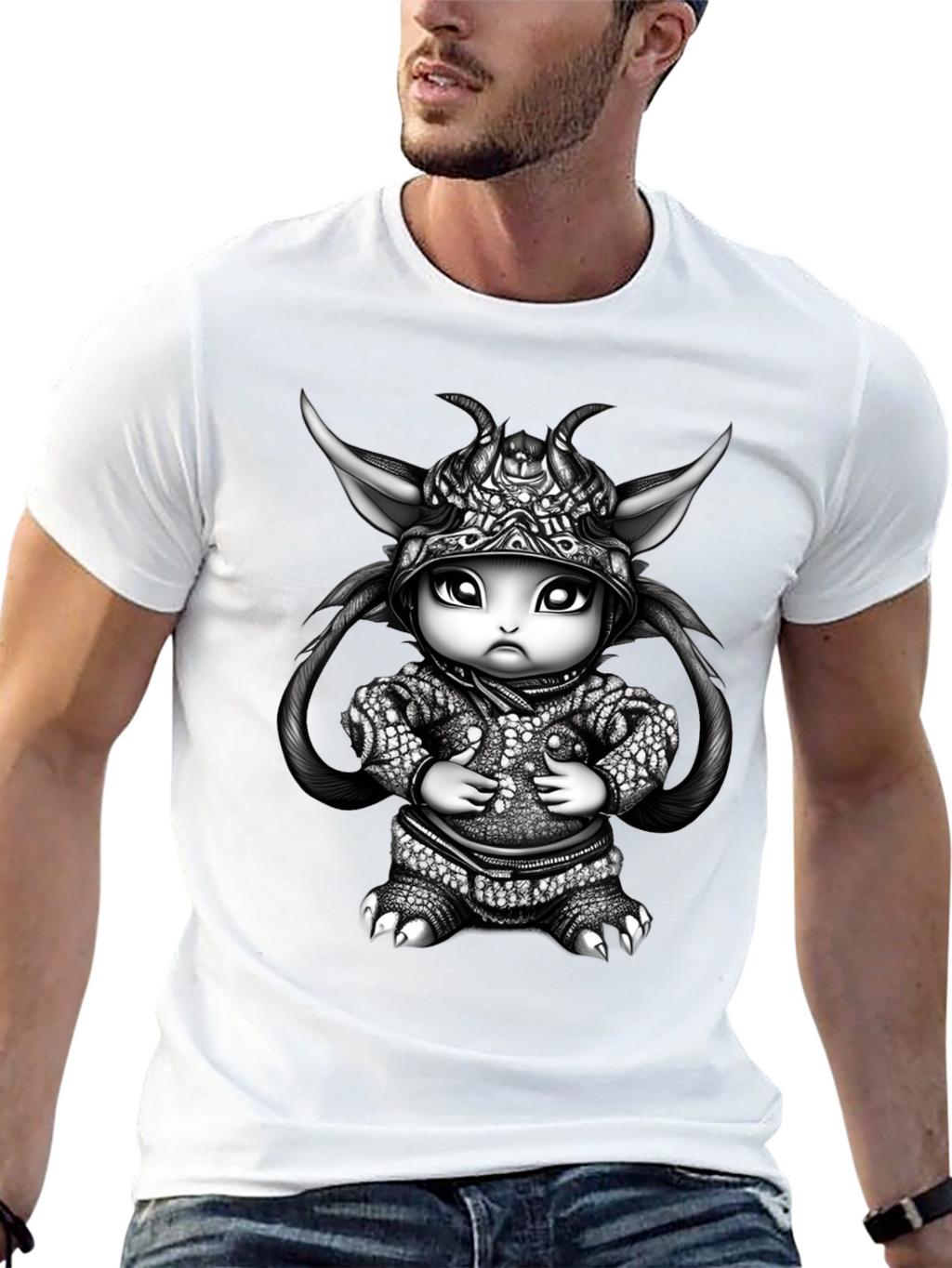 Fantasy Creature Graphic Tee - Black