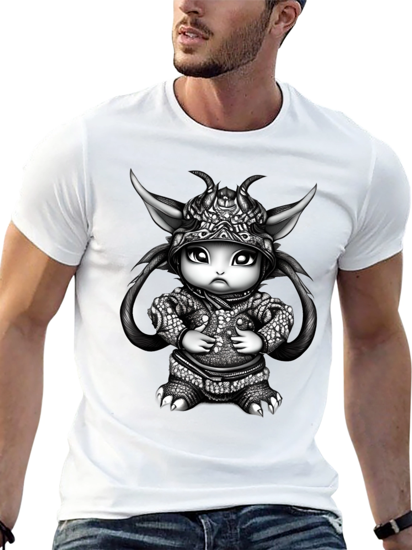 Fantasy Creature Graphic Tee - Black