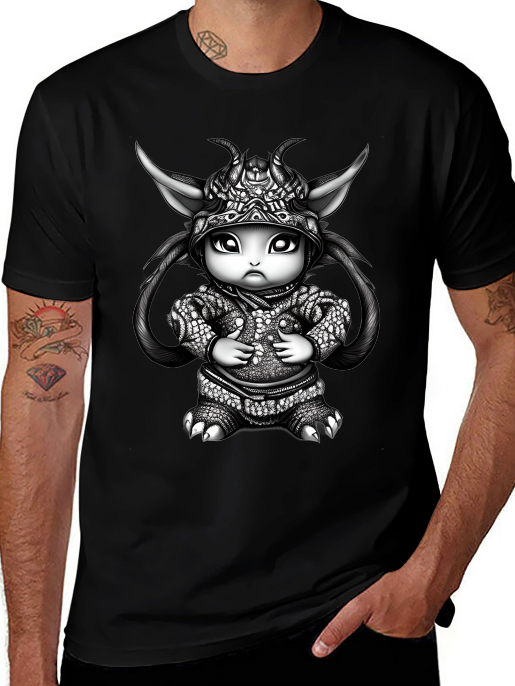 Fantasy Creature Graphic Tee - Black