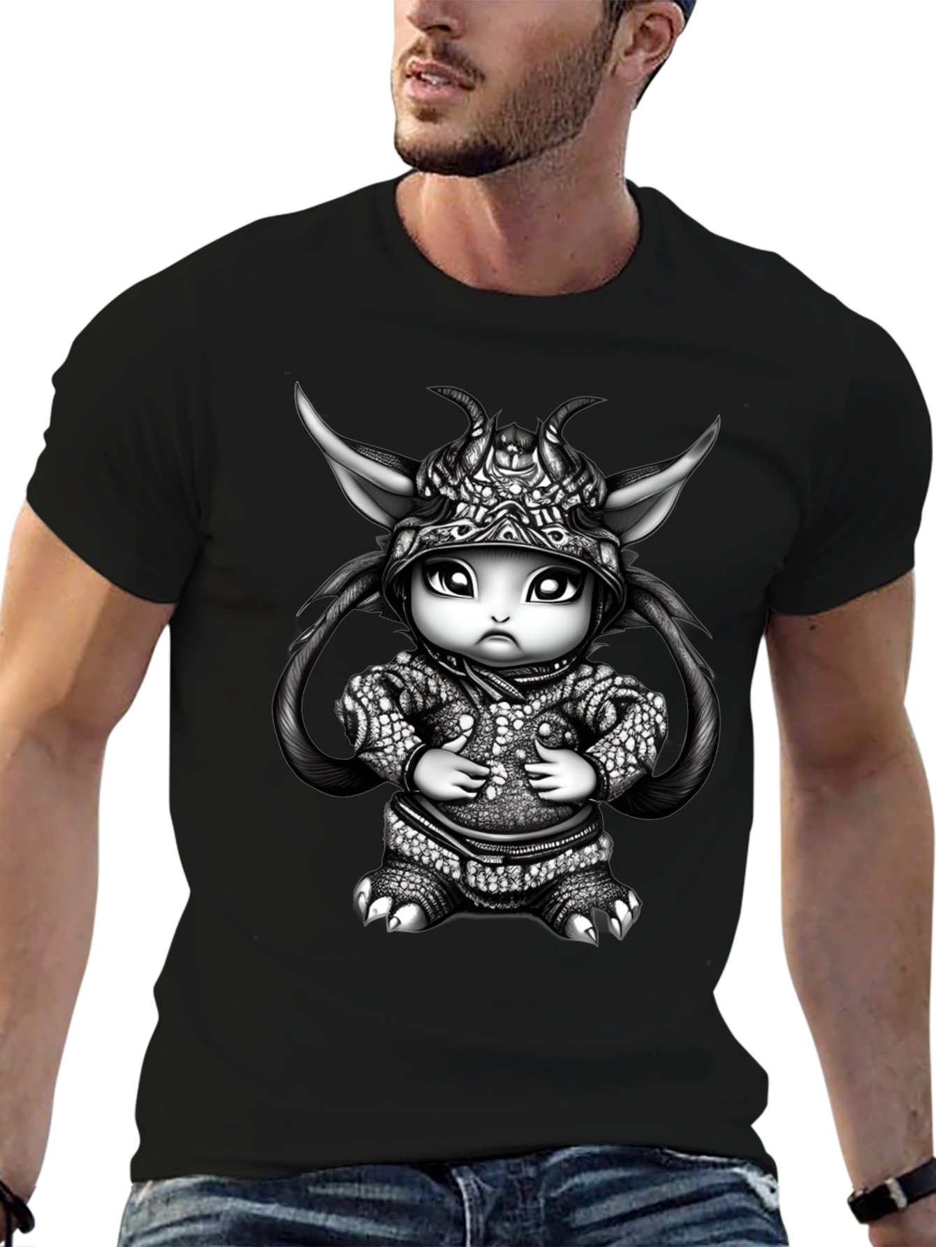 Fantasy Creature Graphic Tee - Black
