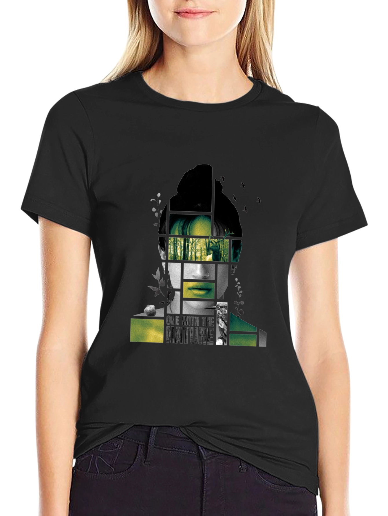 Nature Portrait Graphic Tee - Modern Black T-Shirt