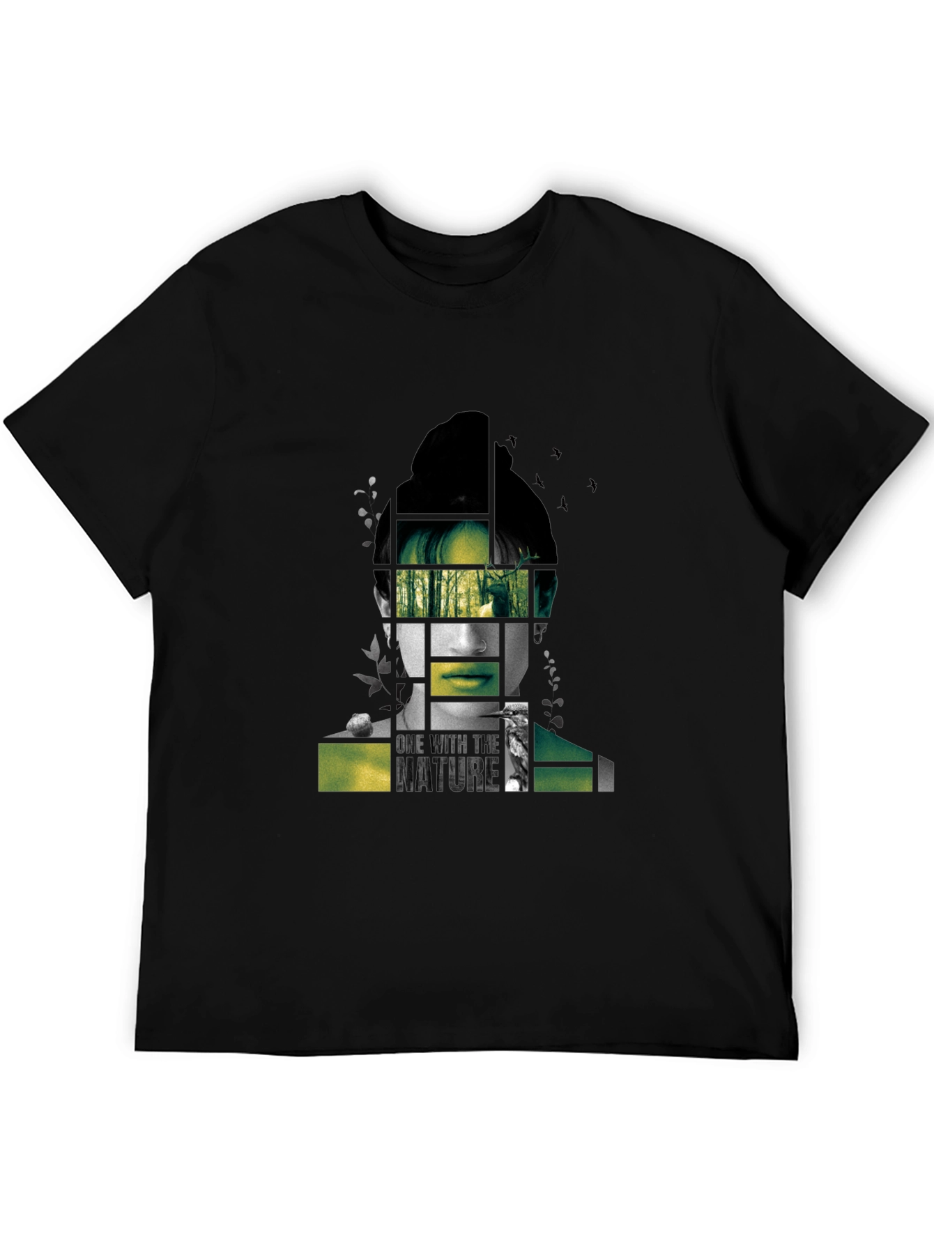 Nature Portrait Graphic Tee - Modern Black T-Shirt