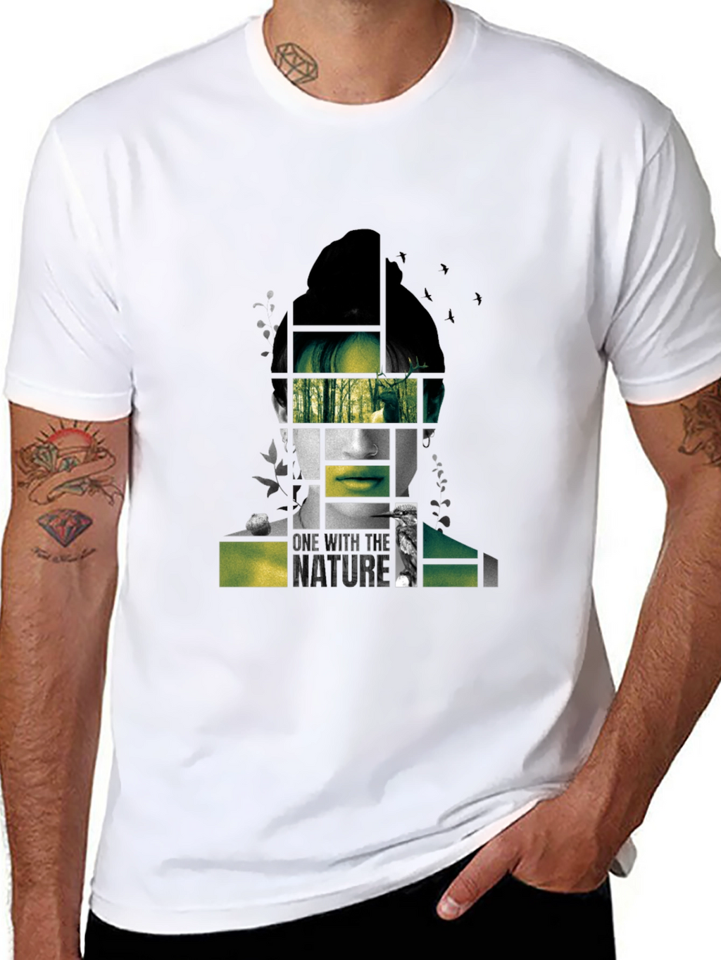 Nature Portrait Graphic Tee - Modern Black T-Shirt