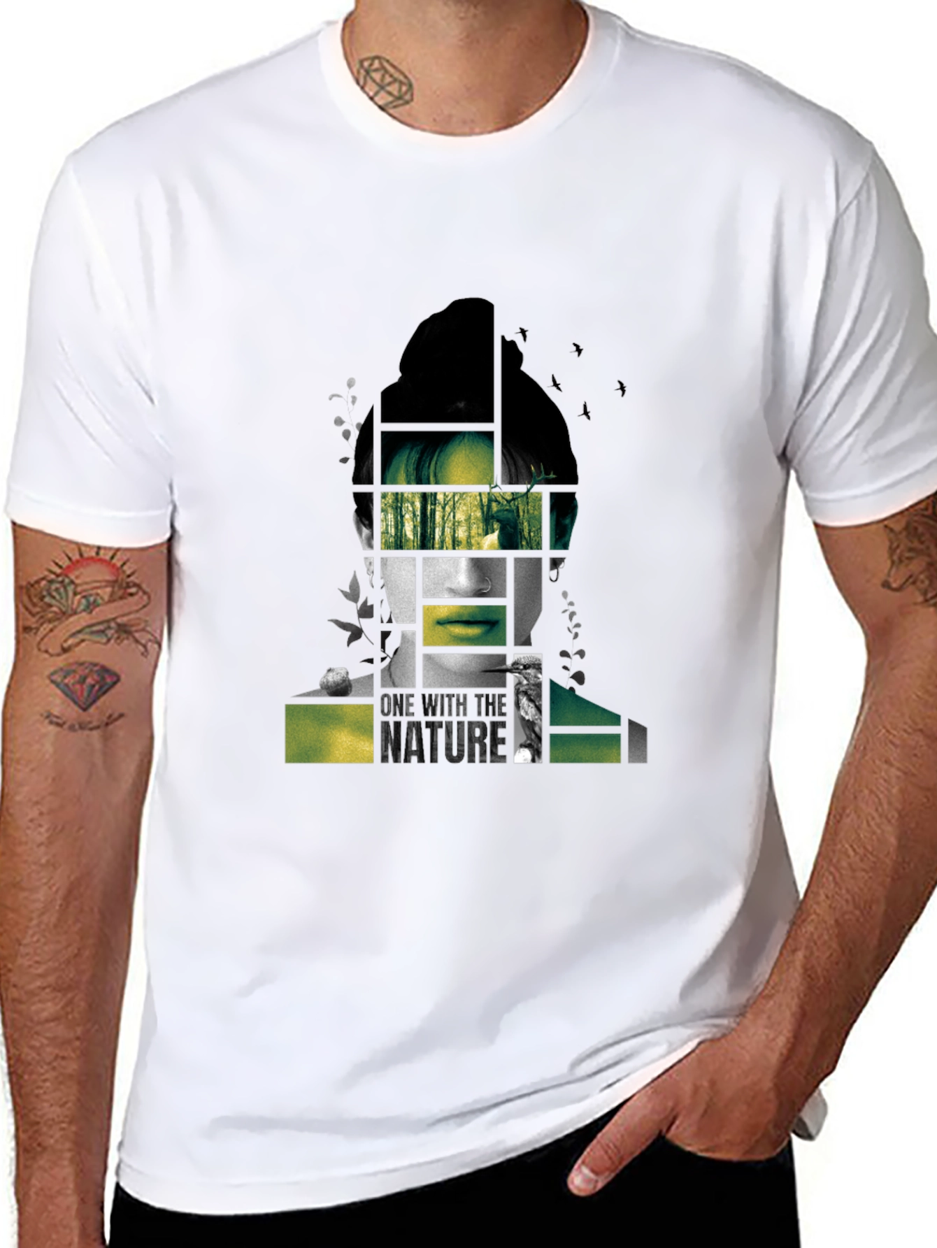Nature Portrait Graphic Tee - Modern Black T-Shirt
