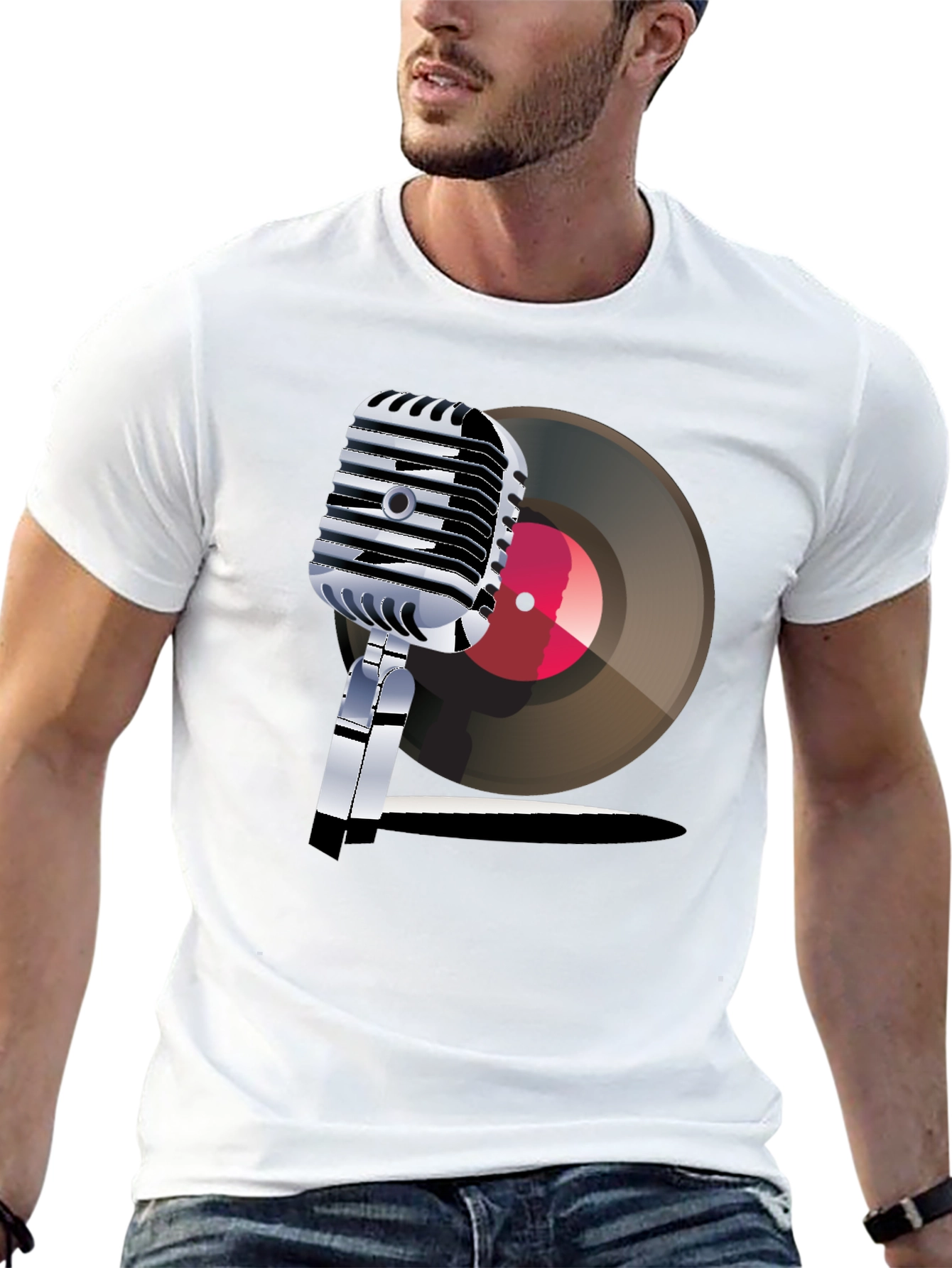 Retro Microphone & Record Graphic Tee