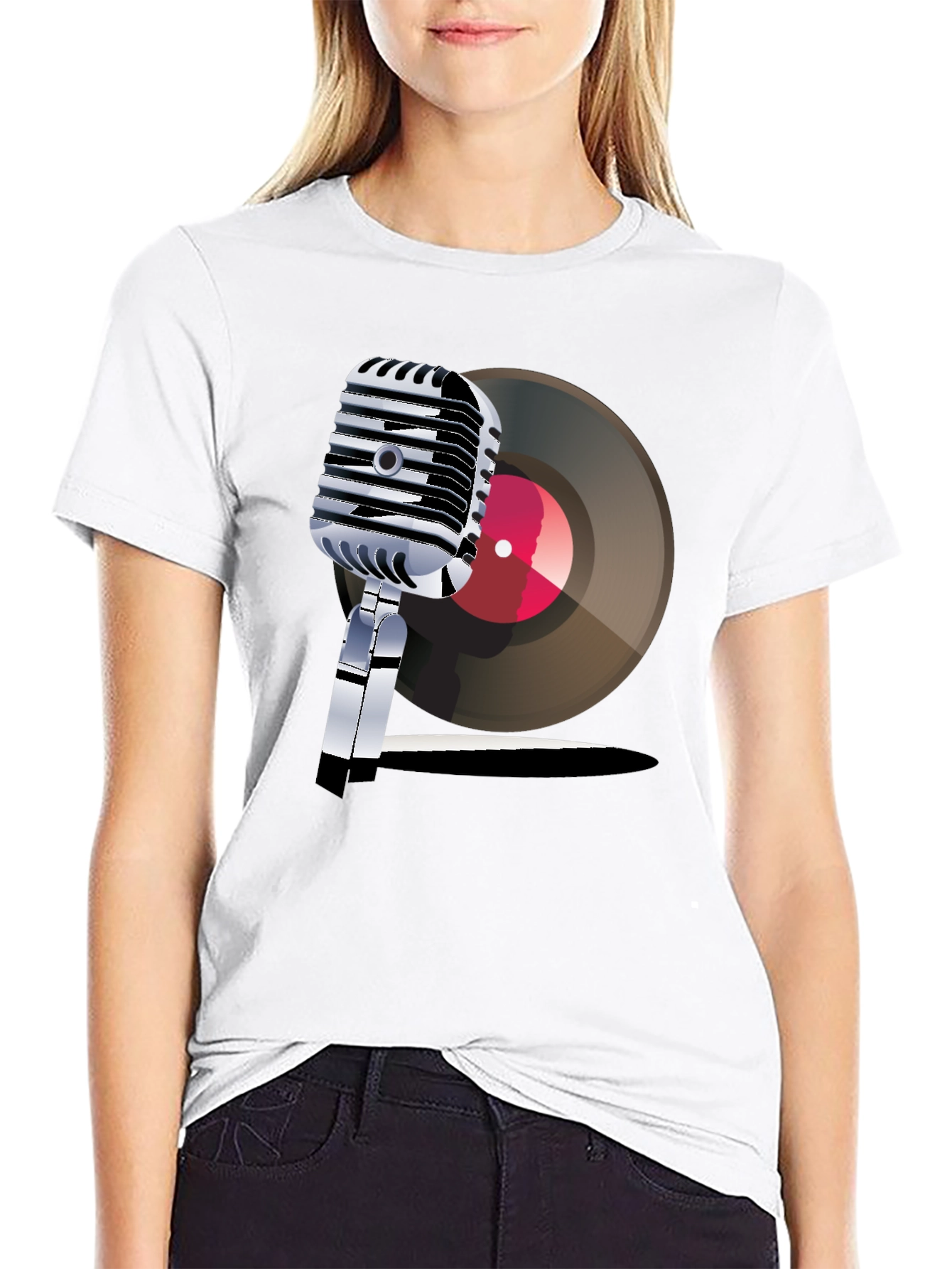 Retro Microphone & Record Graphic Tee