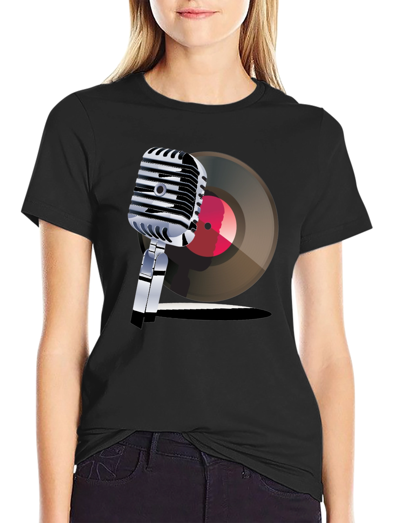 Retro Microphone & Record Graphic Tee